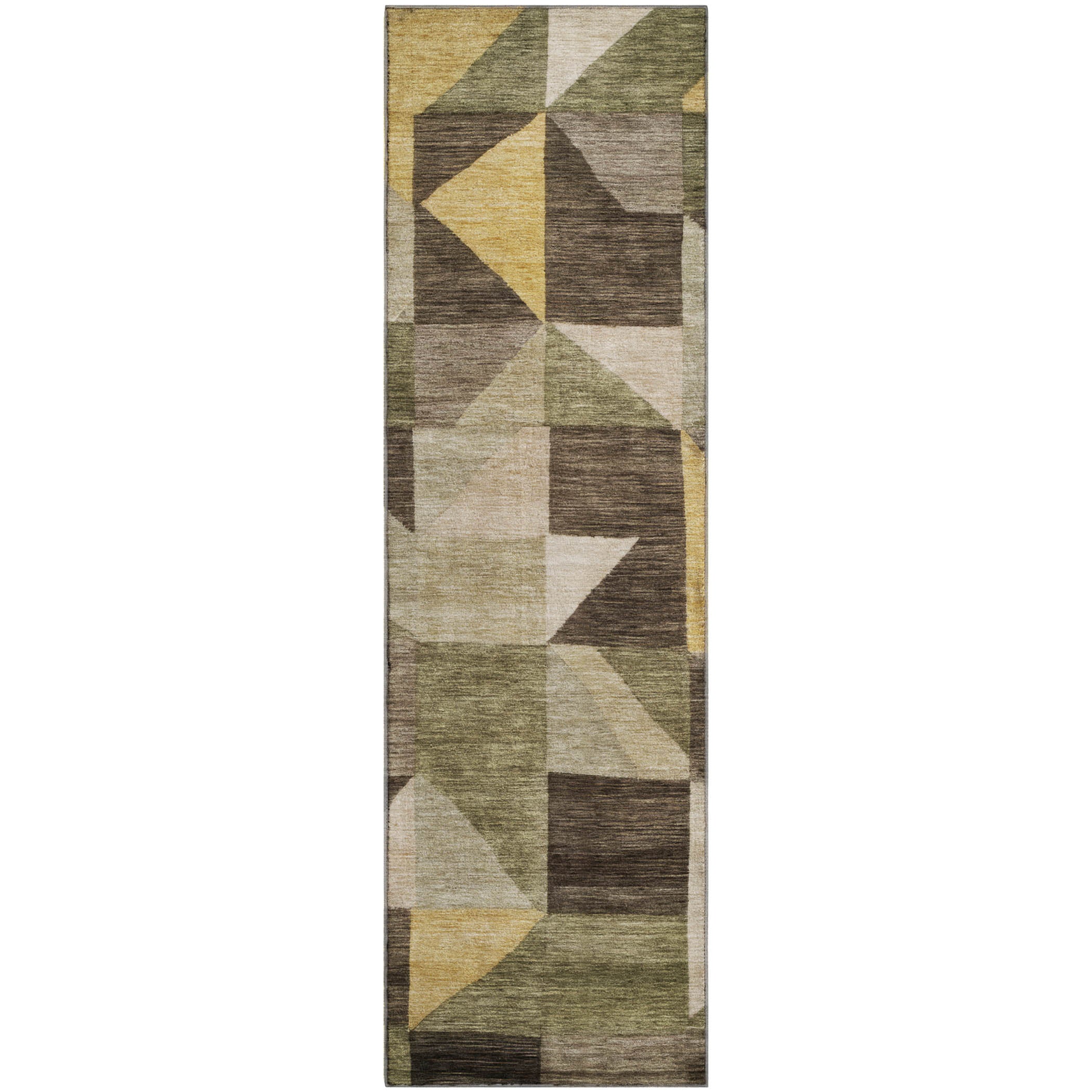 Kathmandu Machine Washable Transitional Fern Green Rug 2'3" x 7'6" #shape_Runner