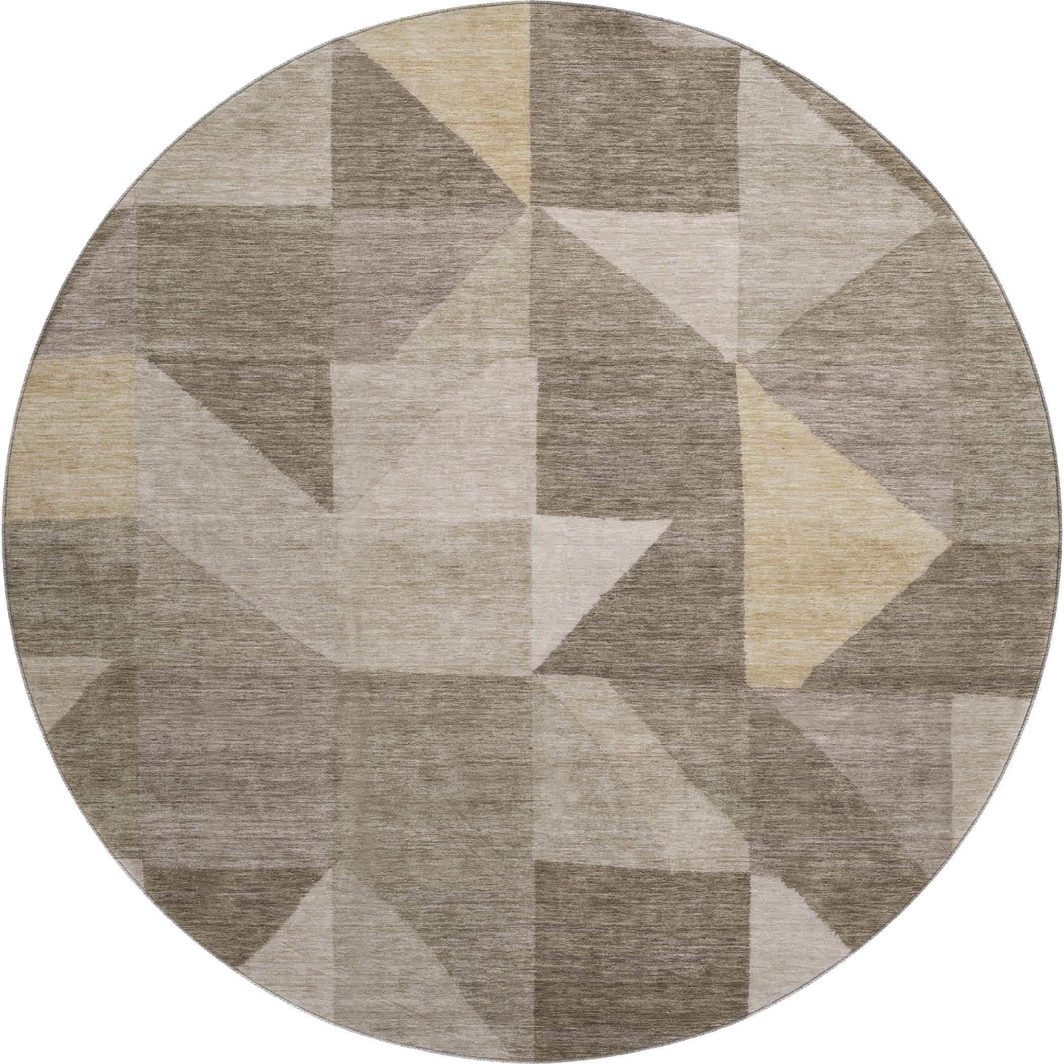 Kathmandu Machine Washable Transitional Khaki Brown Rug 8' x 8' #shape_Round