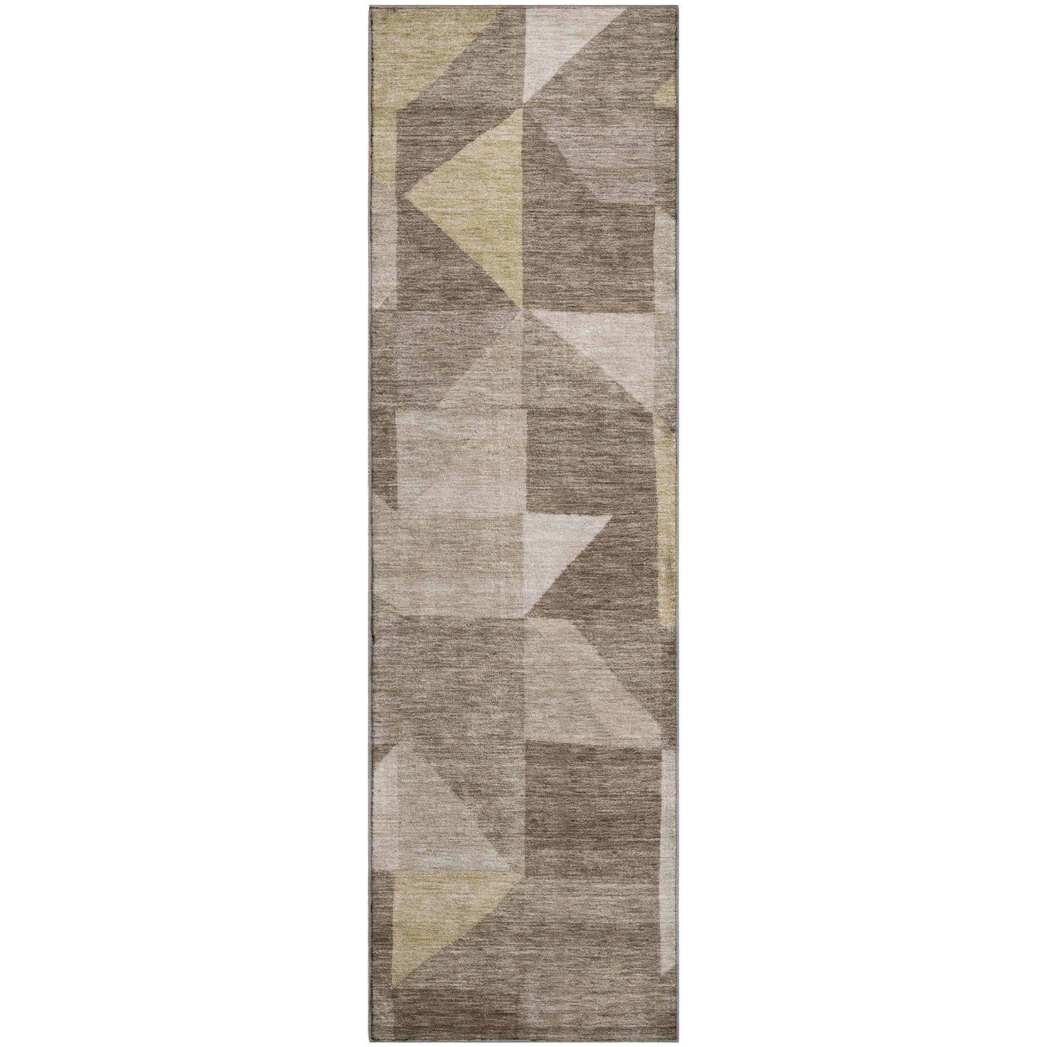 Kathmandu Machine Washable Transitional Khaki Brown Rug 2'3" x 7'6" #shape_Runner