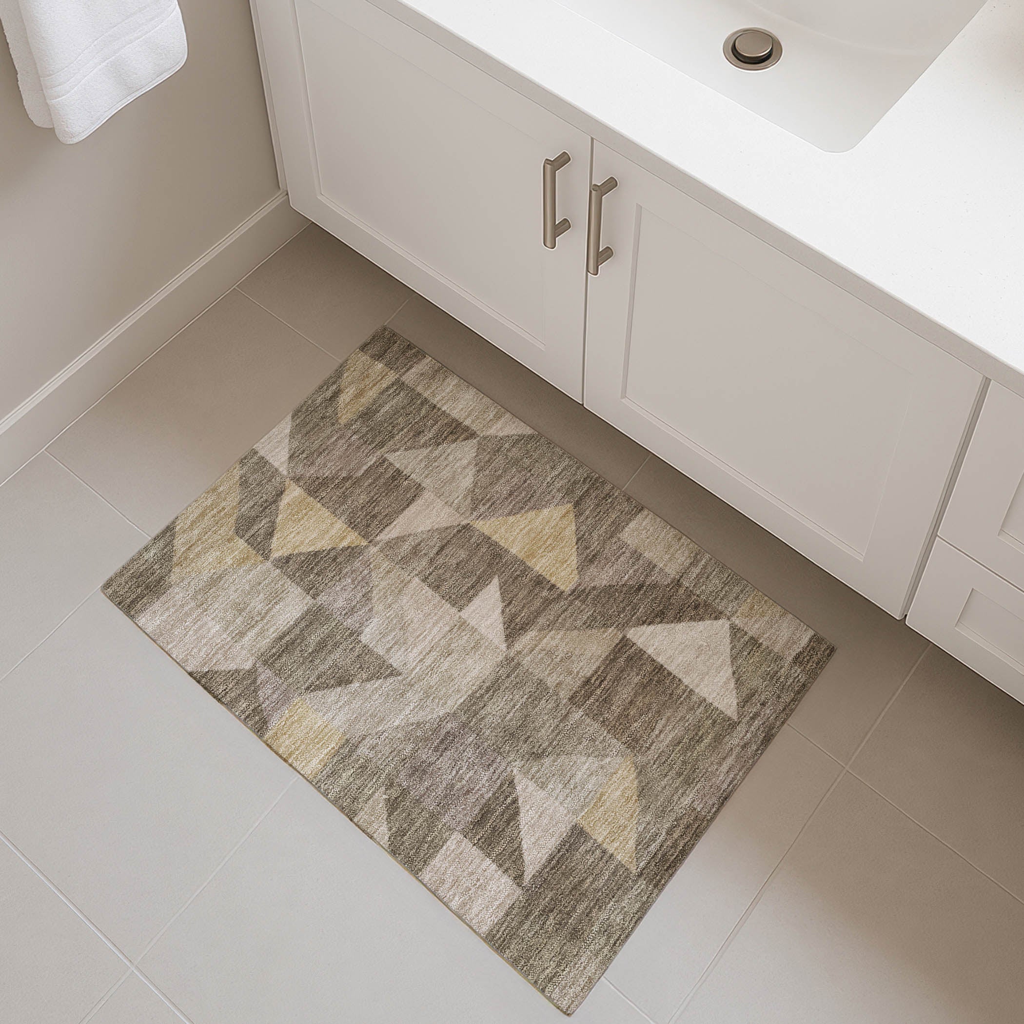 Kathmandu Machine Washable Transitional Khaki Brown Rug 1'8" x 2'6" #shape_Rectangle