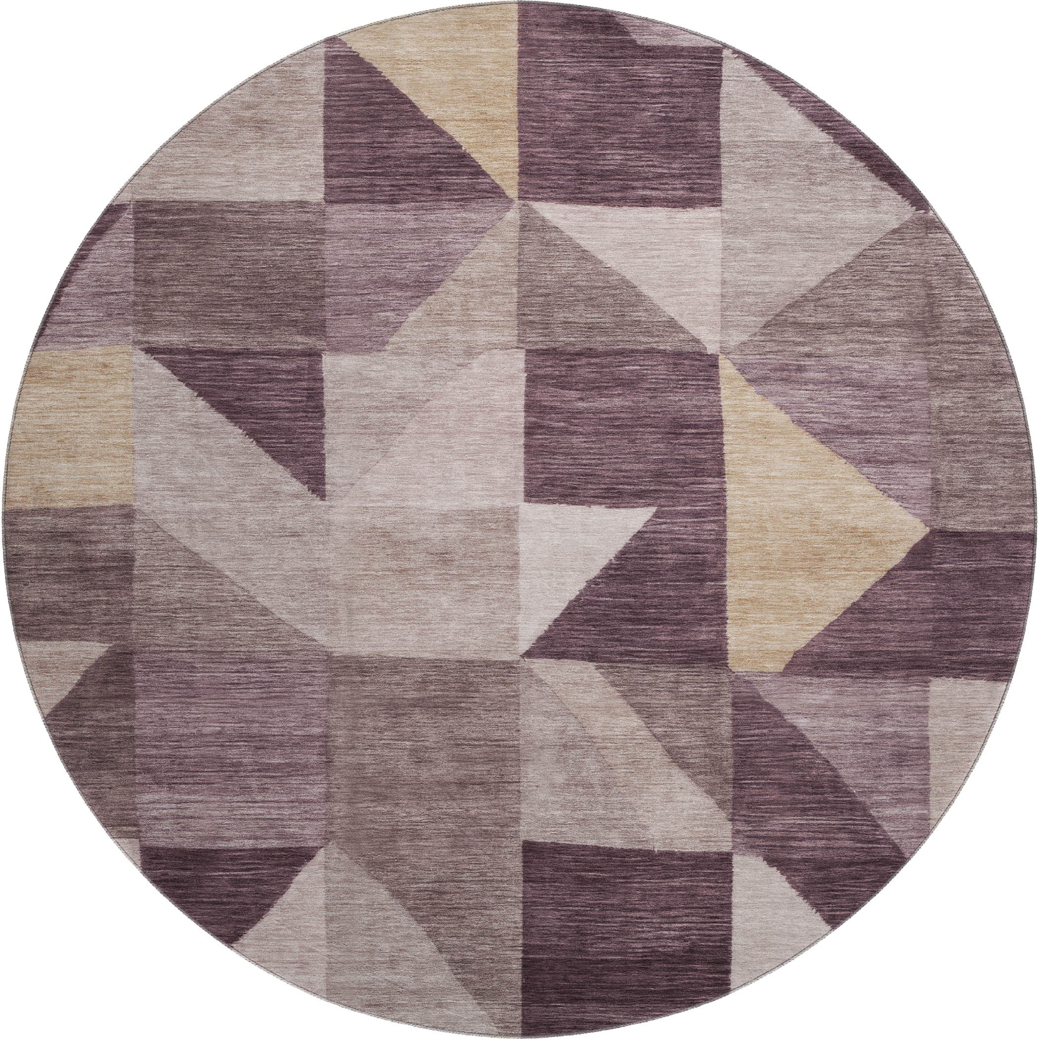 Kathmandu Machine Washable Transitional Plum Purple Rug 8' x 8' #shape_Round