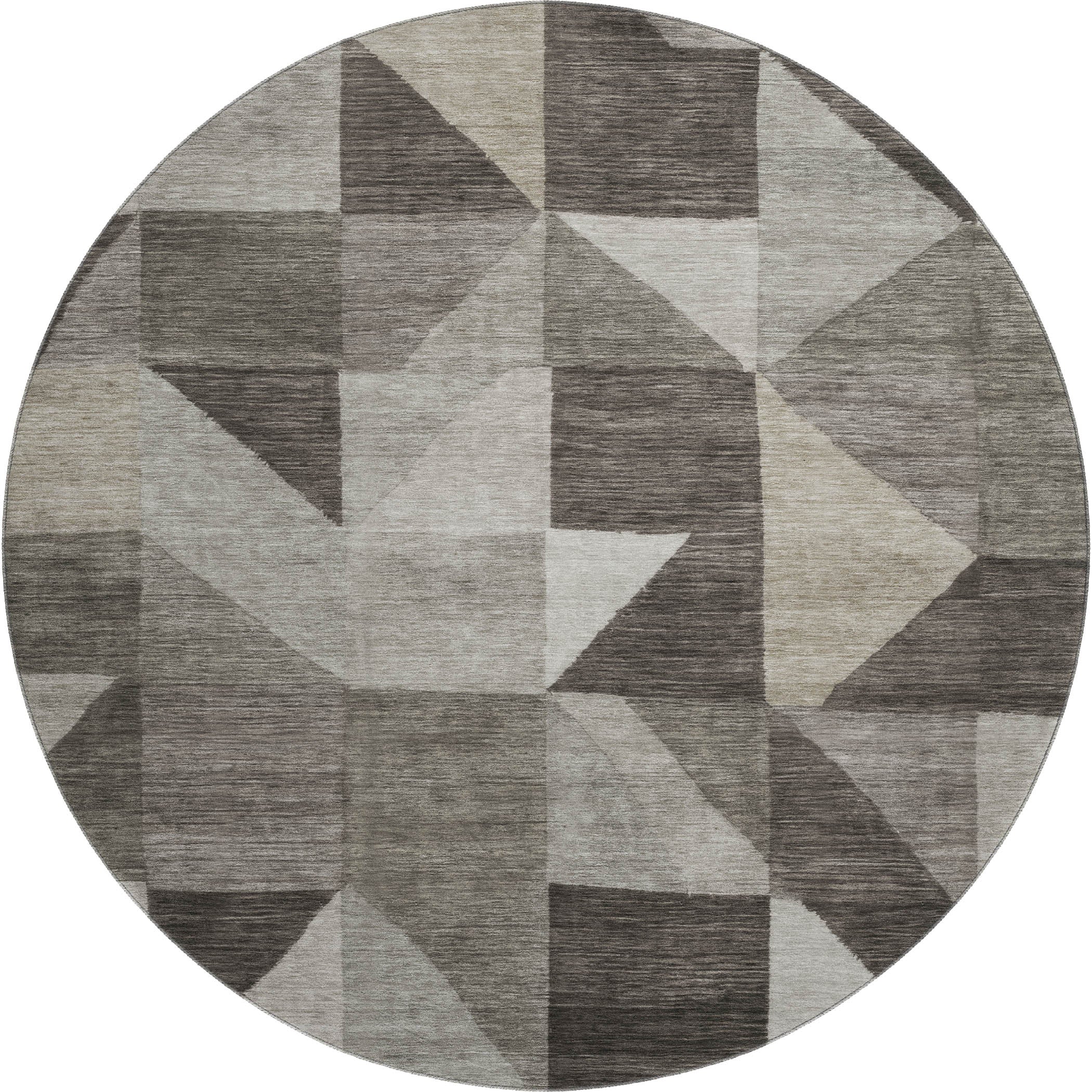 Kathmandu Machine Washable Transitional Taupe Brown Rug 8' x 8' #shape_Round