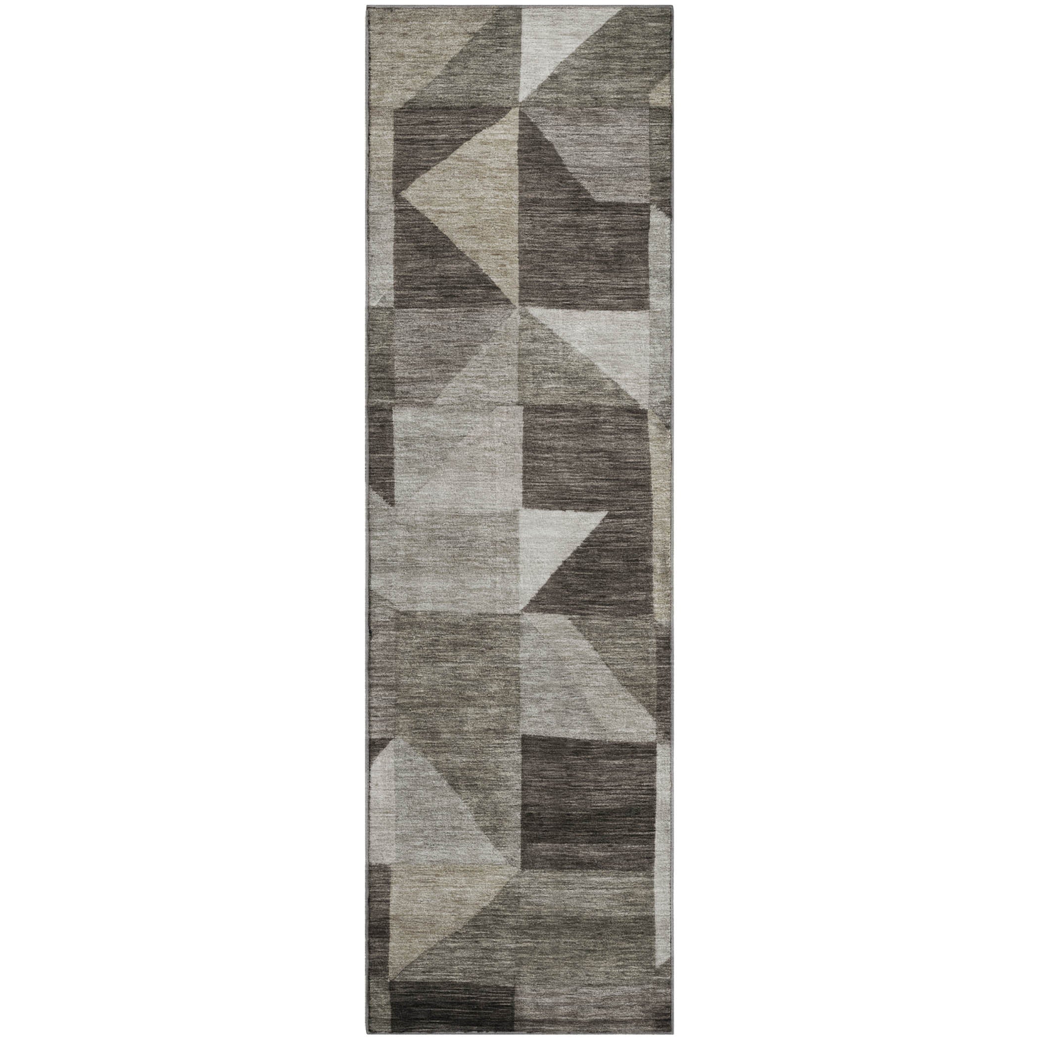 Kathmandu Machine Washable Transitional Taupe Brown Rug 2'3" x 7'6" #shape_Runner