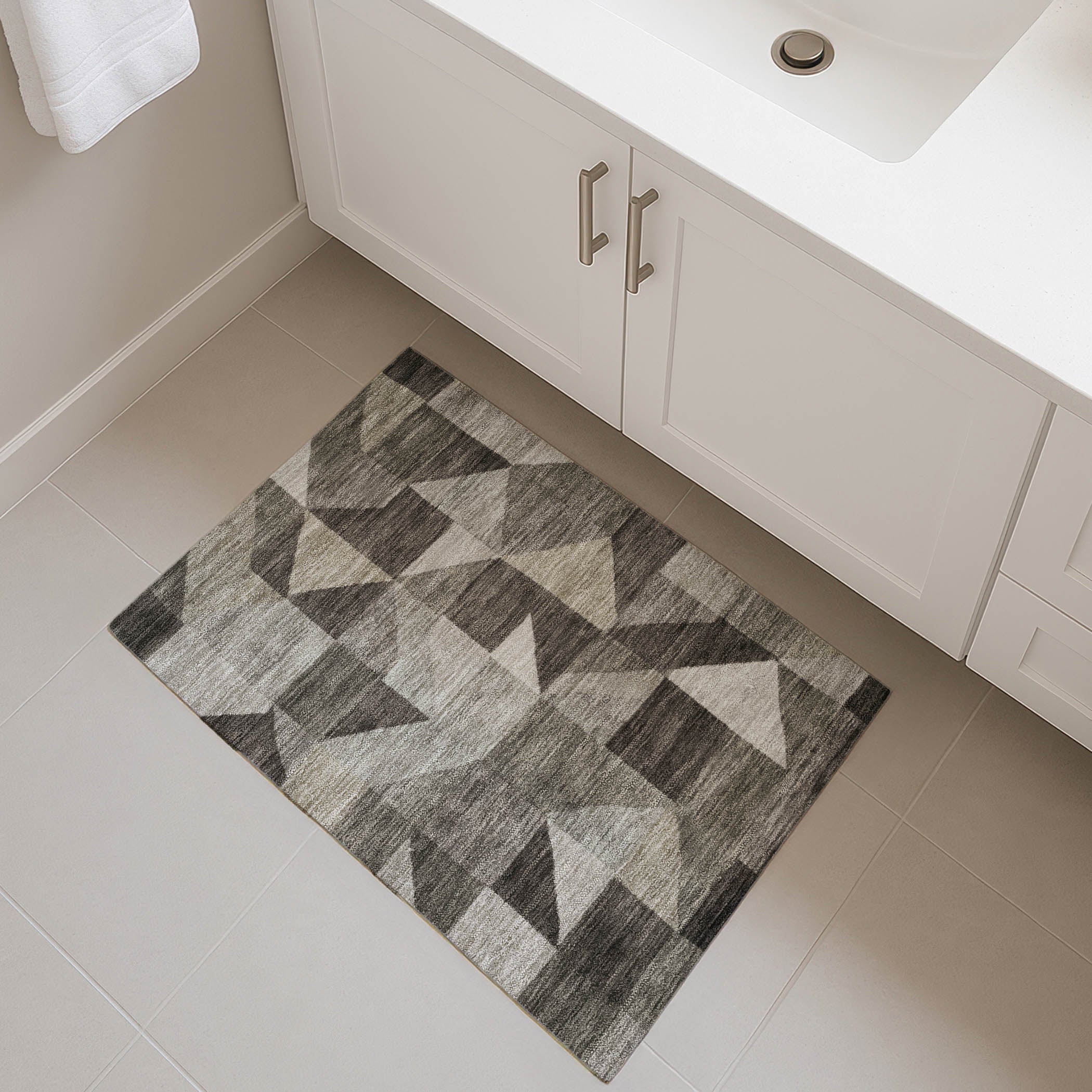 Kathmandu Machine Washable Transitional Taupe Brown Rug 1'8" x 2'6" #shape_Rectangle