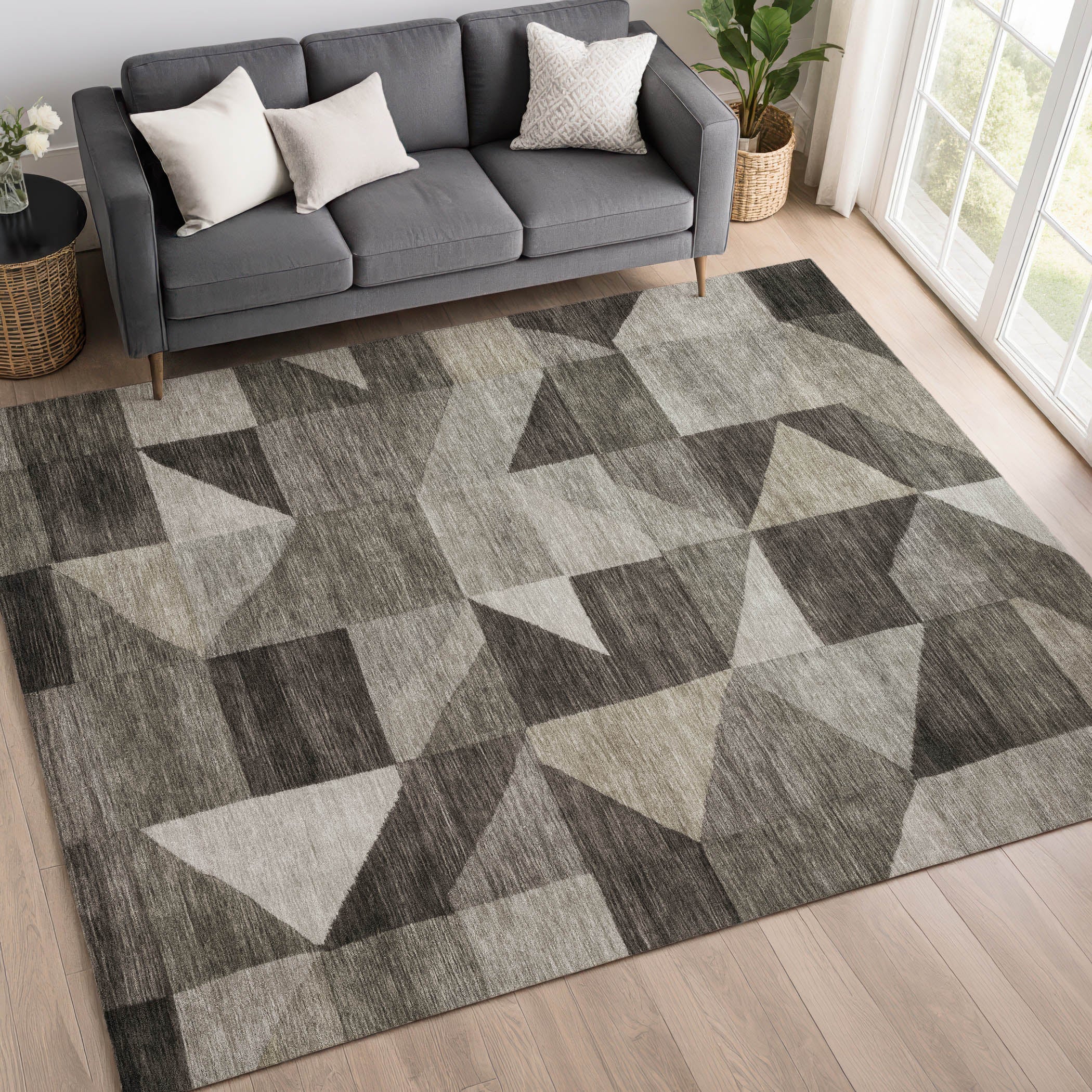Kathmandu Machine Washable Transitional Taupe Brown Rug 3' x 5' #shape_Rectangle