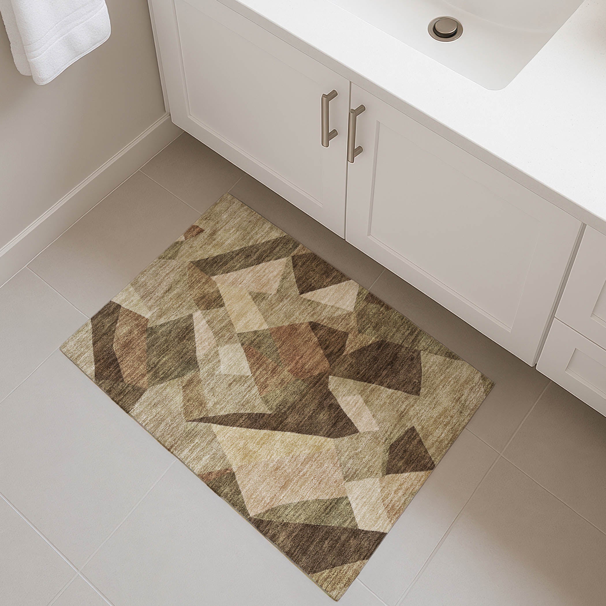 Lisbon Machine Washable Transitional Brown Rug 1'8" x 2'6" #shape_Rectangle