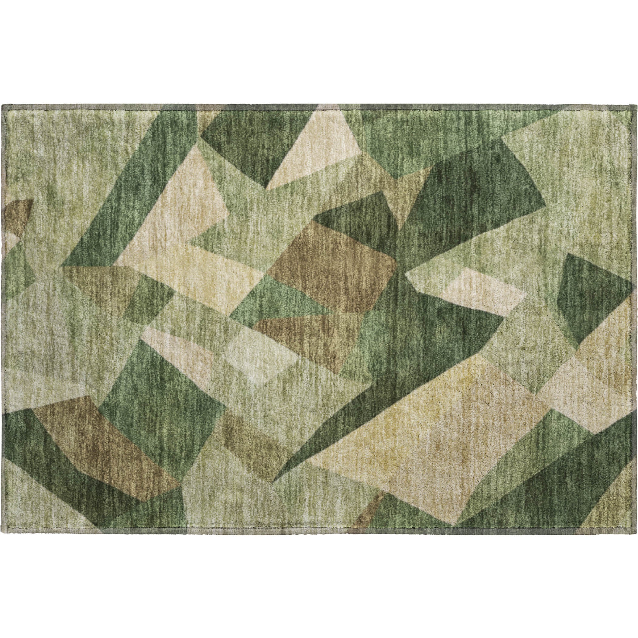 Lisbon Machine Washable Transitional Green Rug 1'8" x 2'6" #shape_Rectangle
