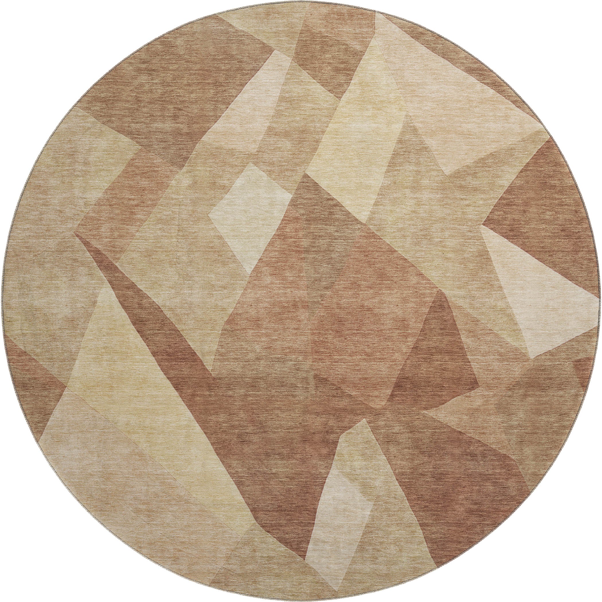 Lisbon Machine Washable Transitional Paprika Orange Rug 8' x 8' #shape_Round