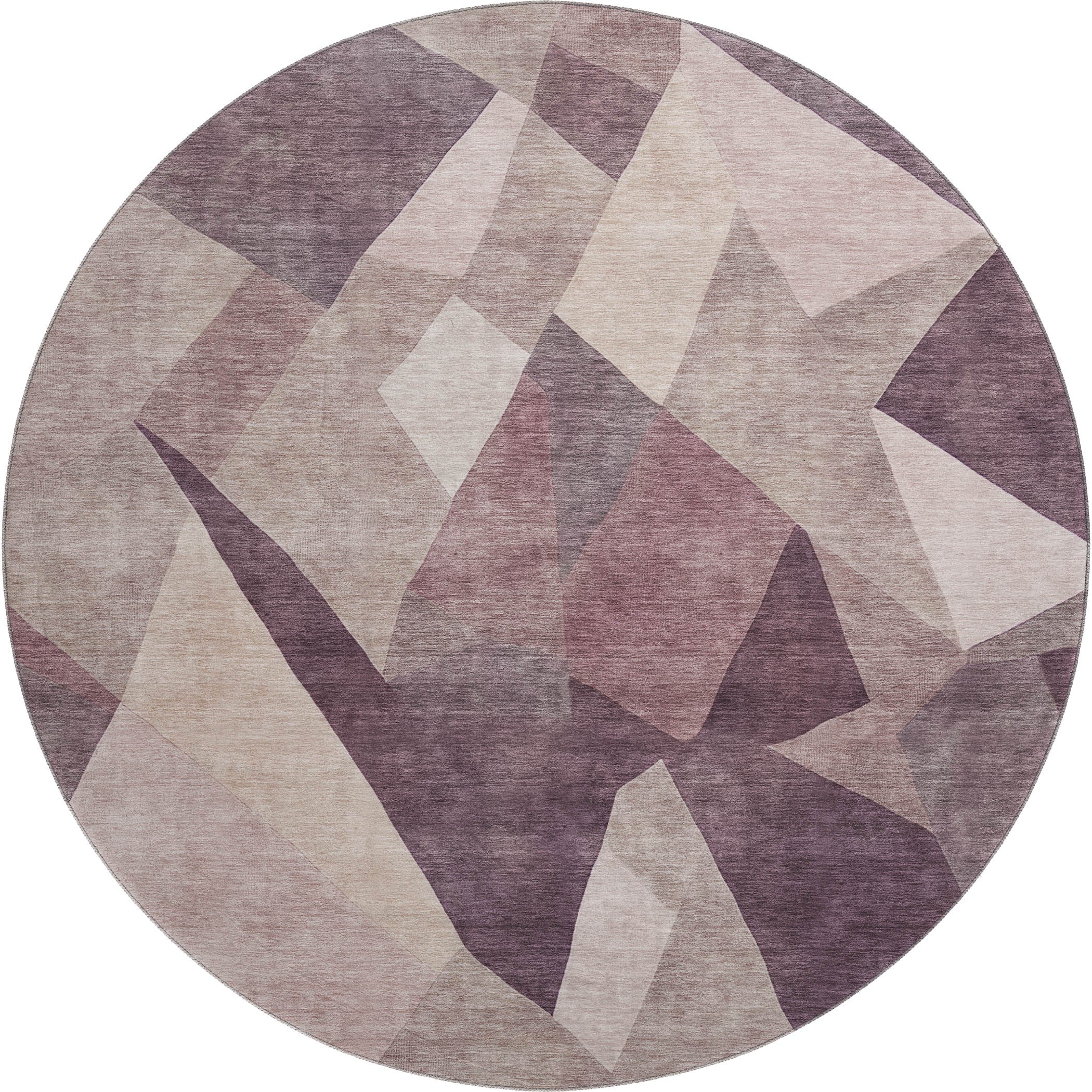 Lisbon Machine Washable Transitional Plum Purple Rug 8' x 8' #shape_Round