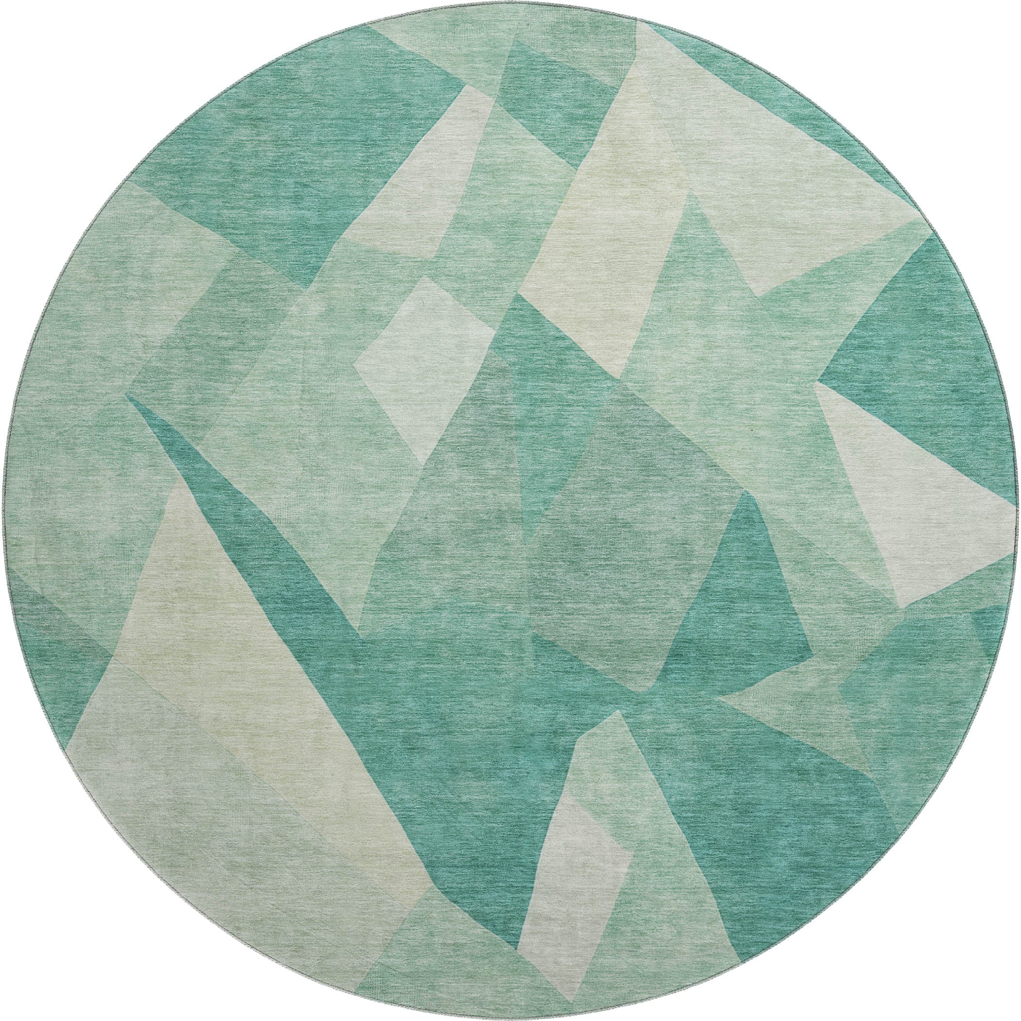 Lisbon Machine Washable Transitional Teal Rug 8' x 8' #shape_Round