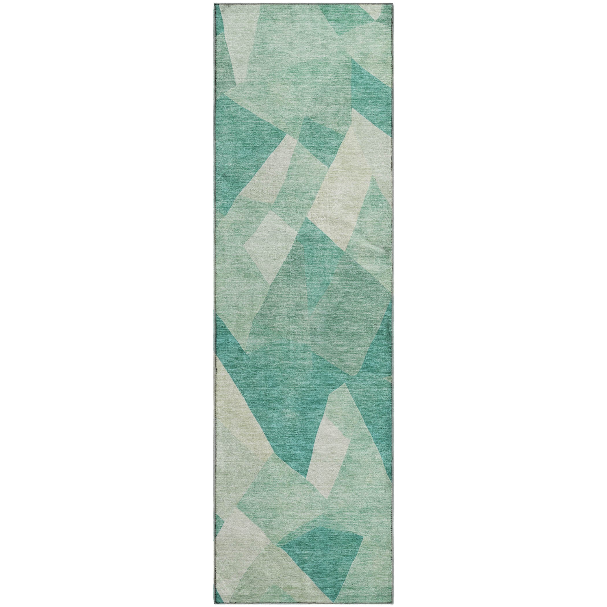 Lisbon Machine Washable Transitional Teal Rug 2'3" x 7'6" #shape_Runner