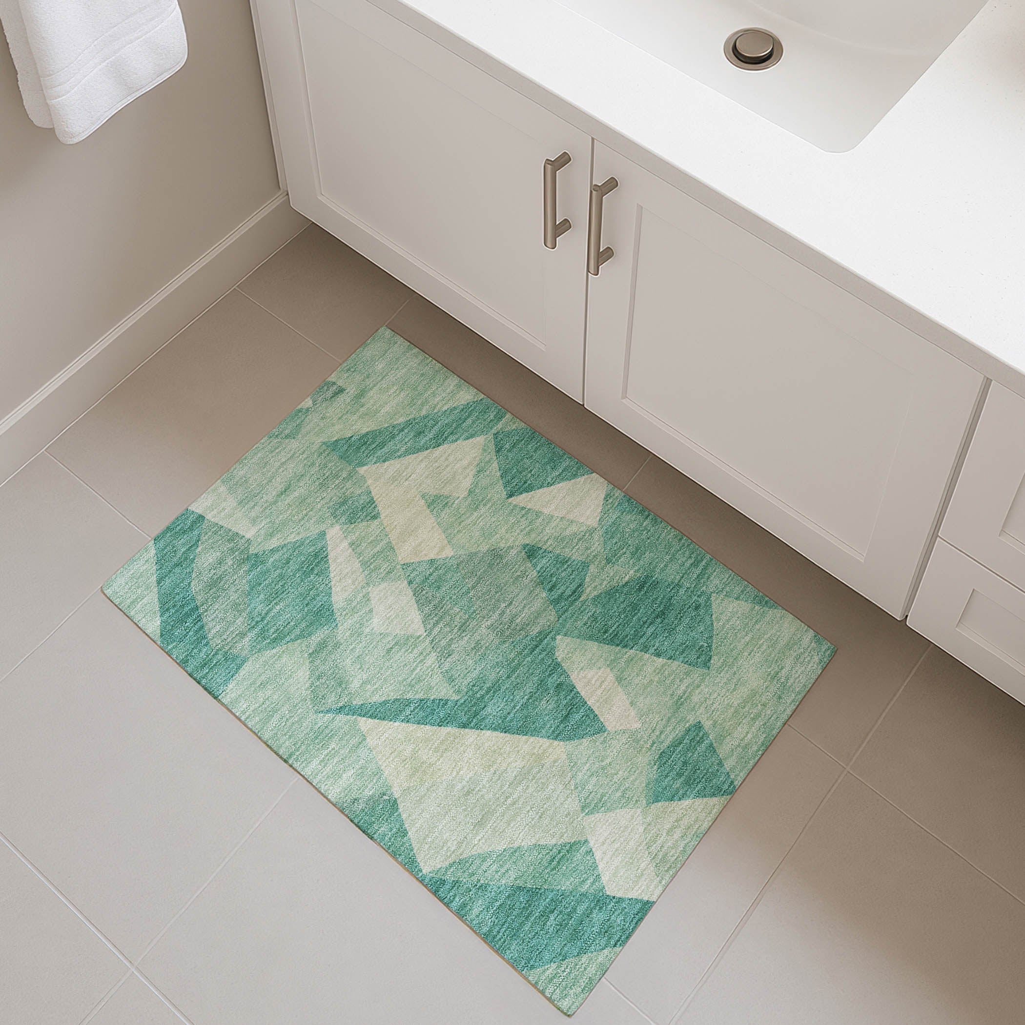 Lisbon Machine Washable Transitional Teal Rug 1'8" x 2'6" #shape_Rectangle