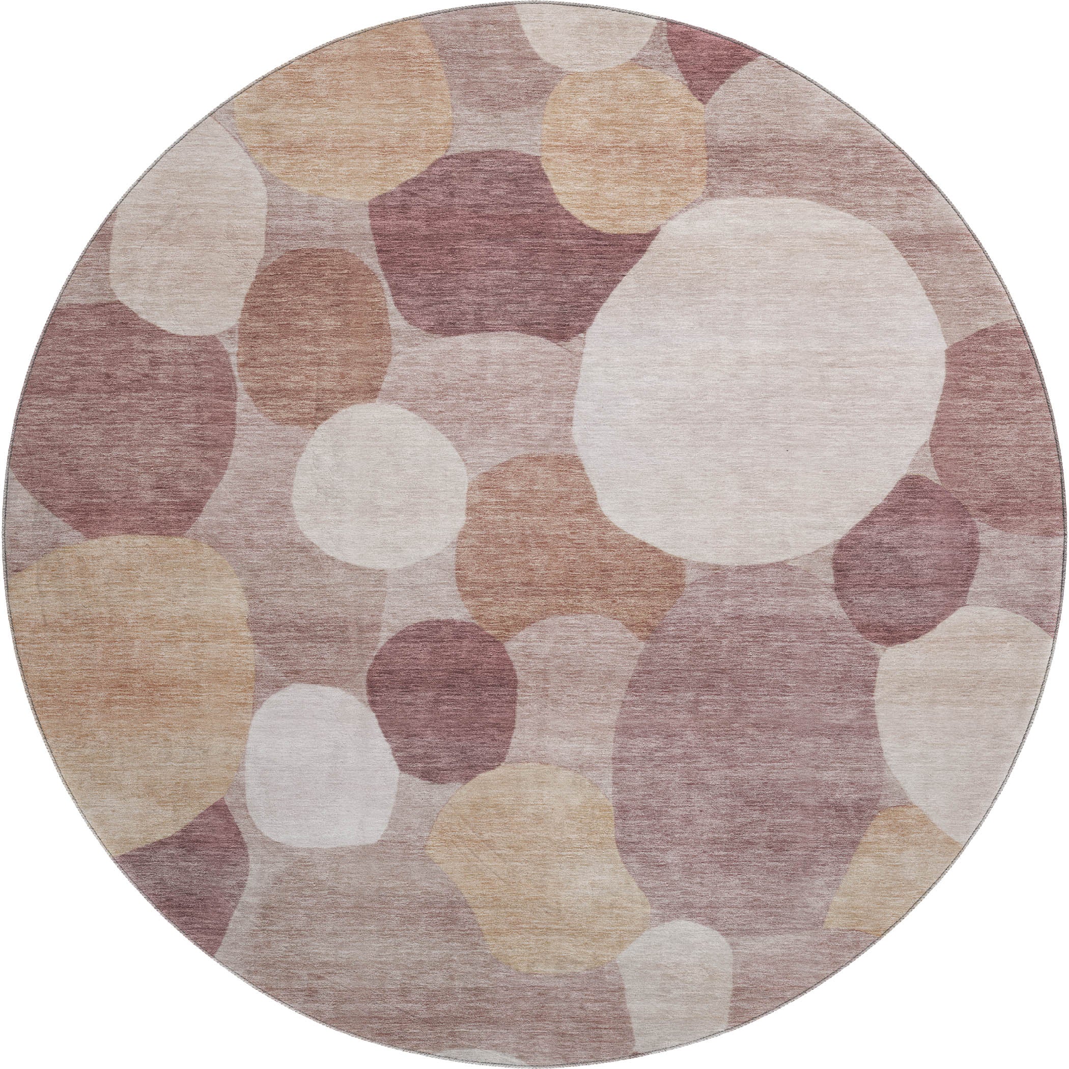 Baku Machine Washable Transitional Blush Pink Rug 8' x 8' #shape_Round