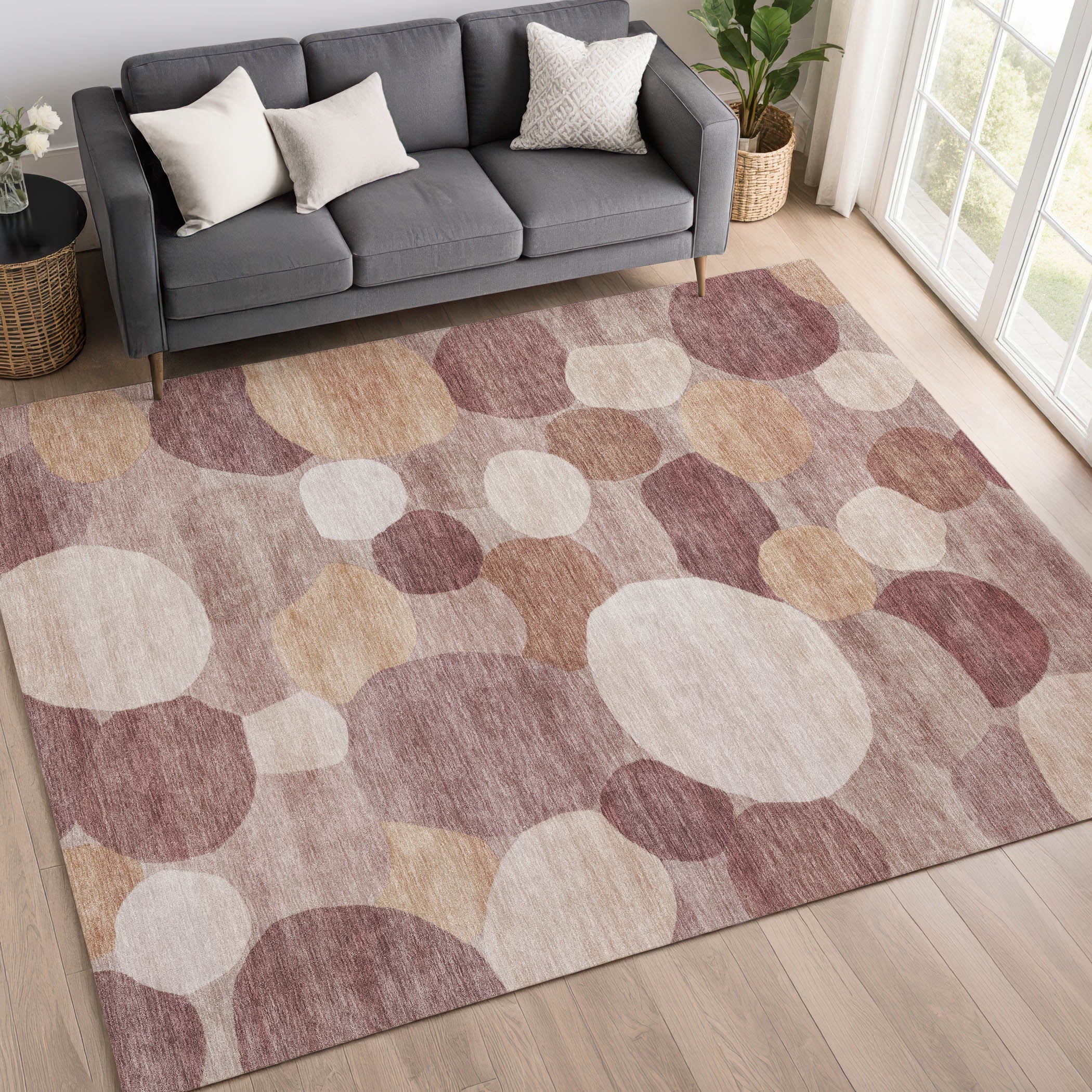 Baku Machine Washable Transitional Blush Pink Rug 3' x 5' #shape_Rectangle