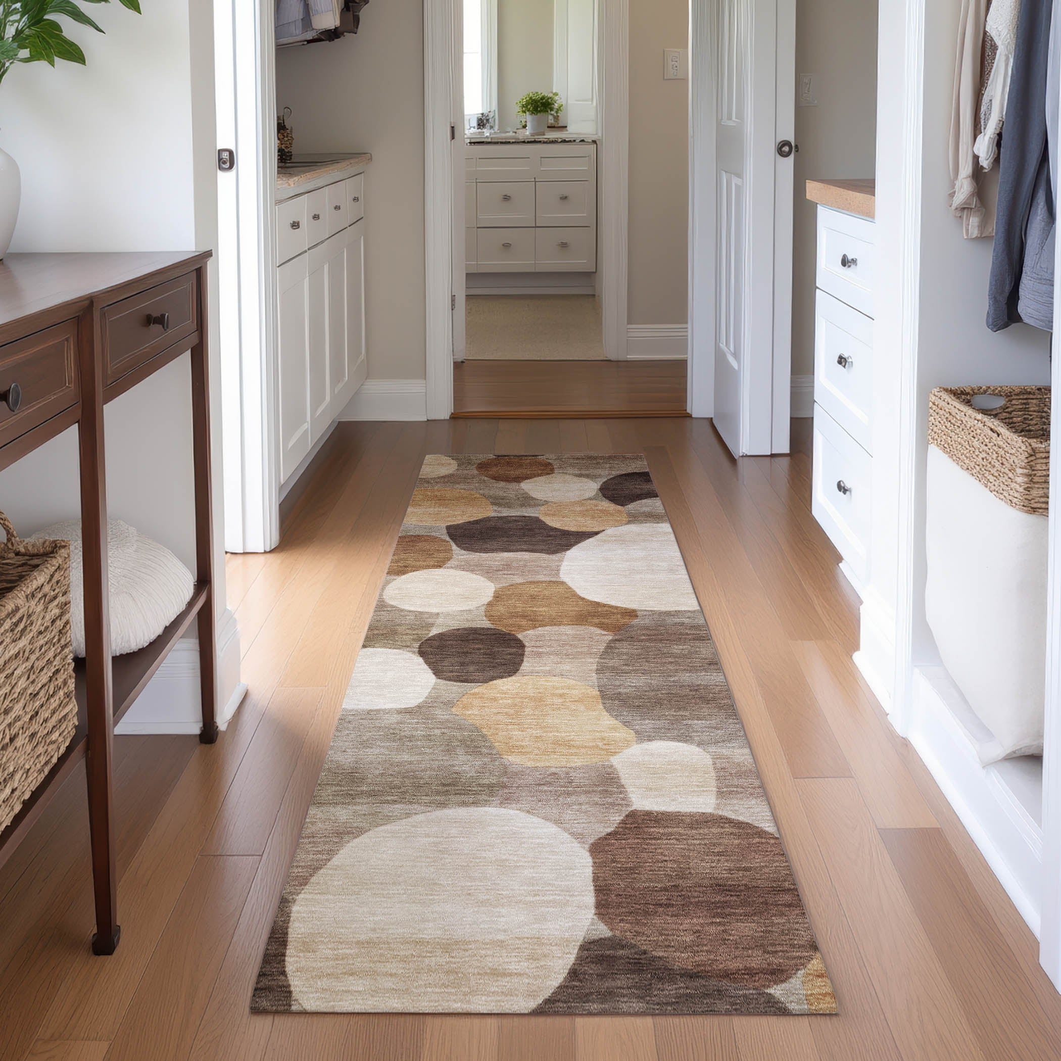 Baku Machine Washable Transitional Brown Rug 2'3" x 7'6" #shape_Runner