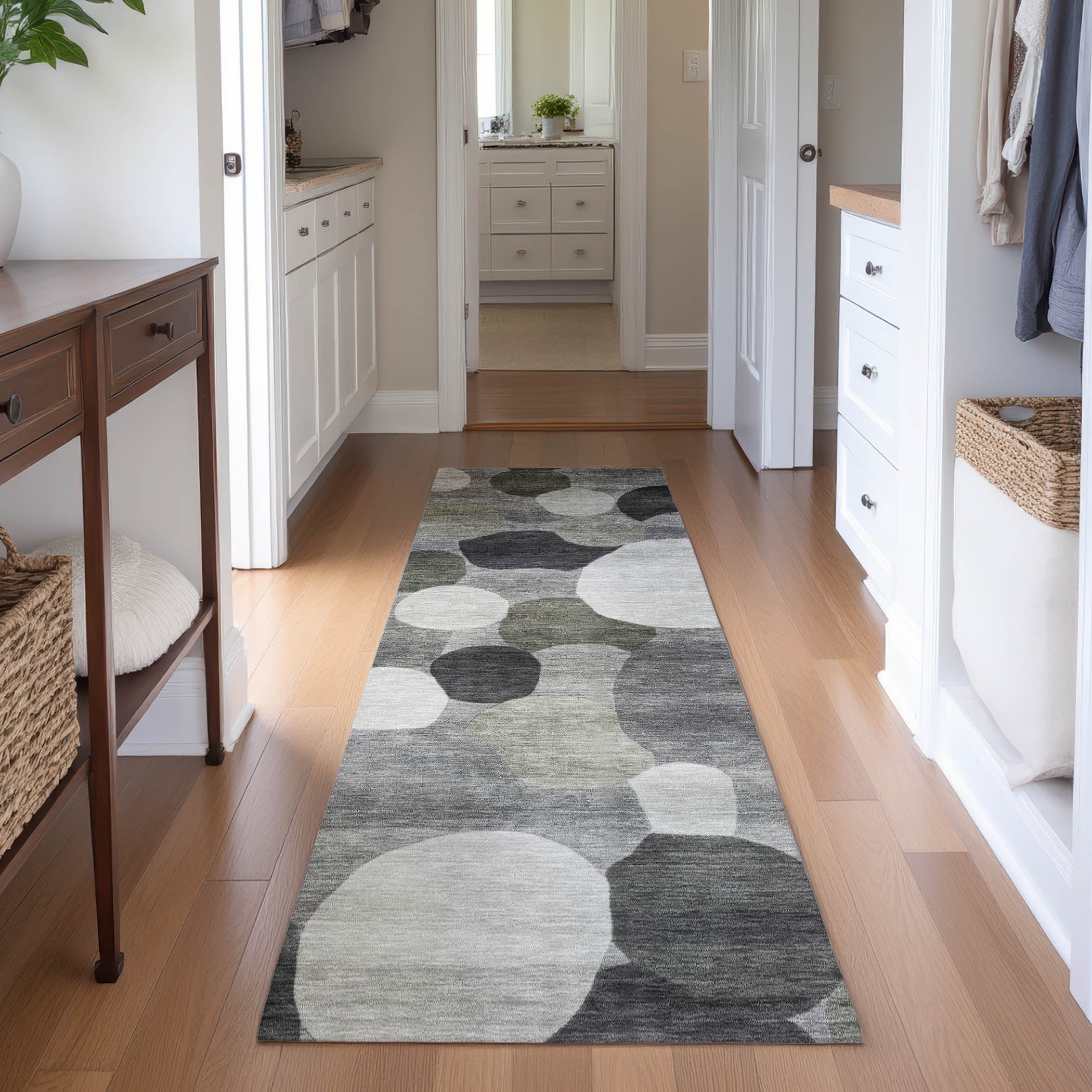 Baku Machine Washable Transitional Gray Rug 2'3" x 7'6" #shape_Runner