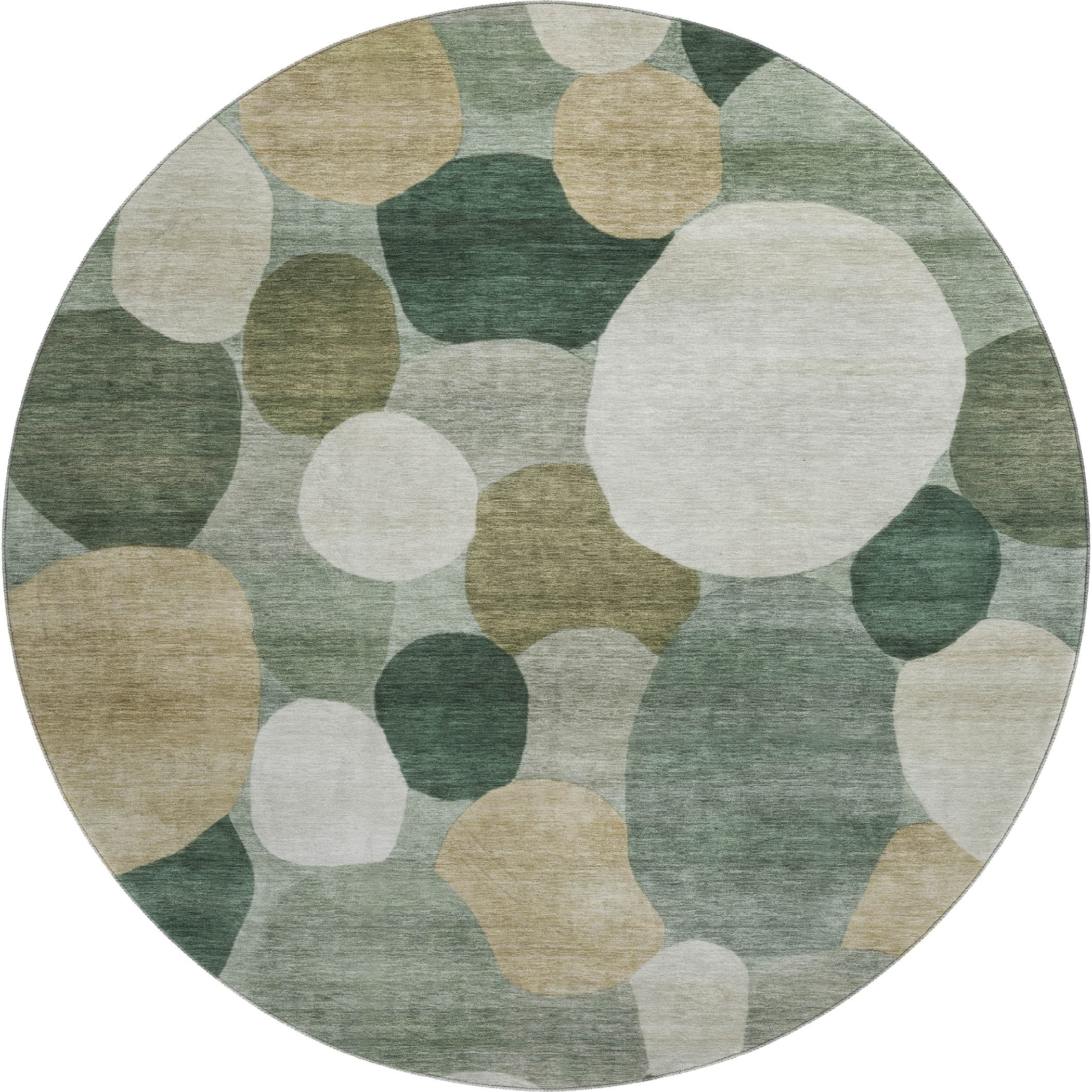 Baku Machine Washable Transitional Green Rug 8' x 8' #shape_Round
