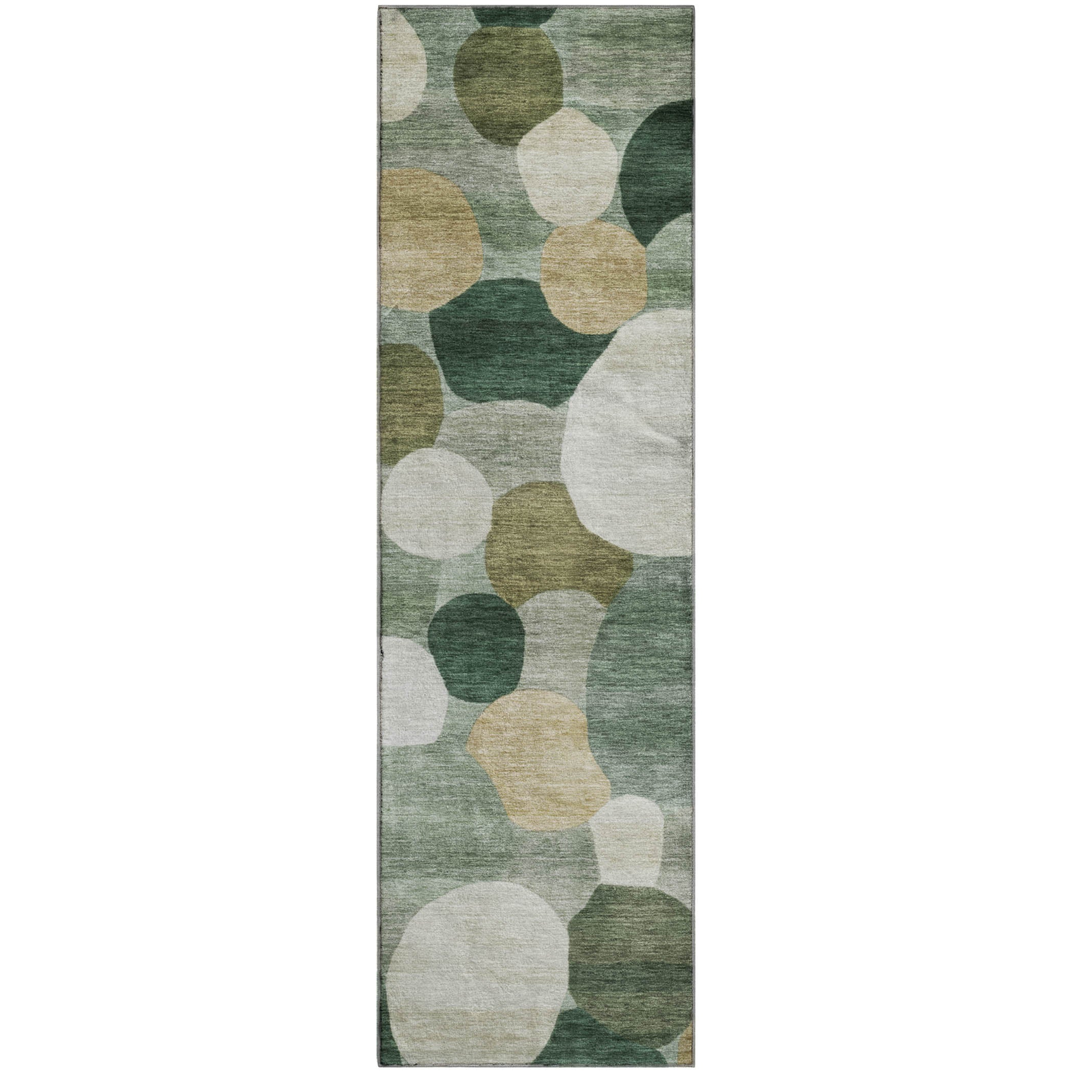 Baku Machine Washable Transitional Green Rug 2'3" x 7'6" #shape_Runner