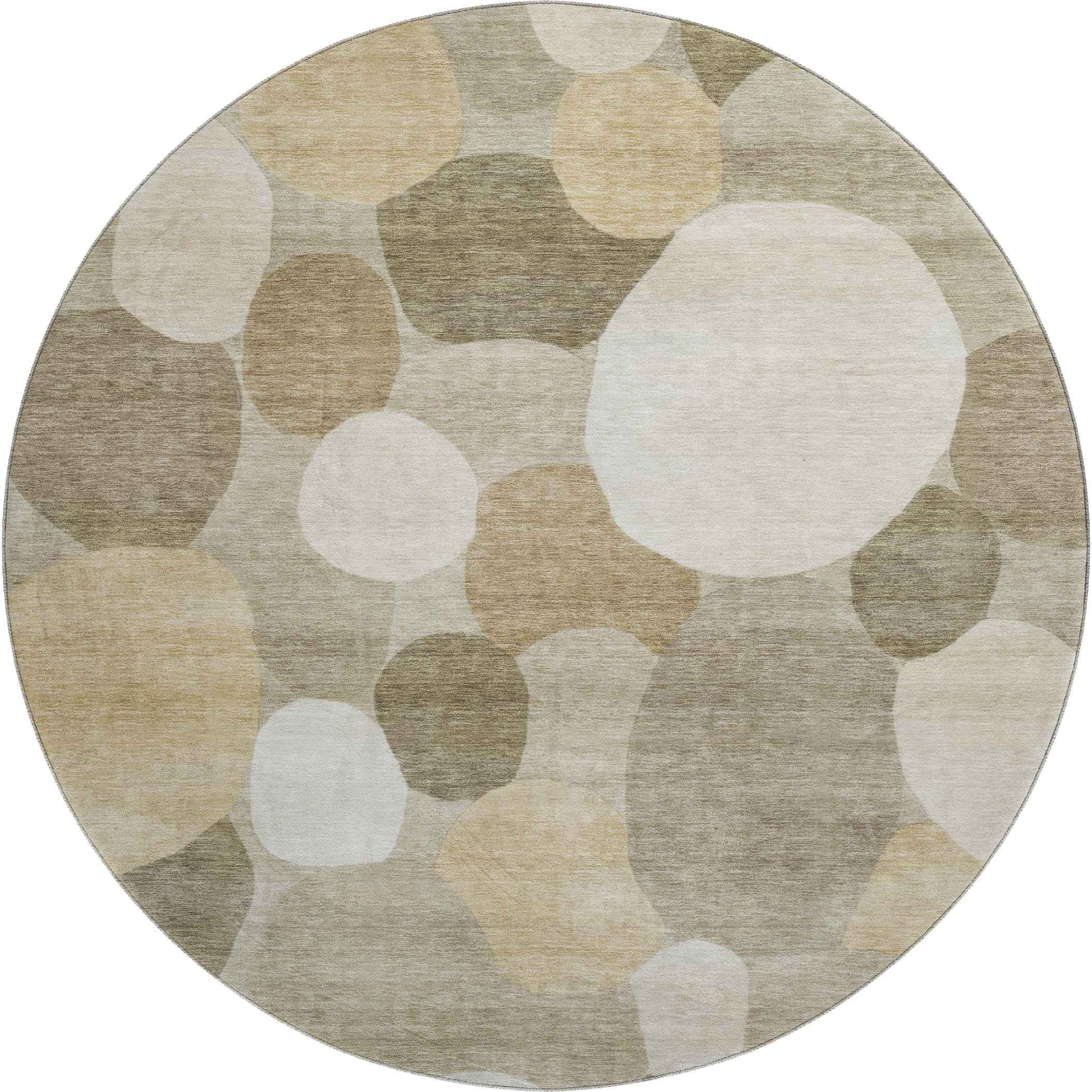 Baku Machine Washable Transitional Khaki Brown Rug 8' x 8' #shape_Round