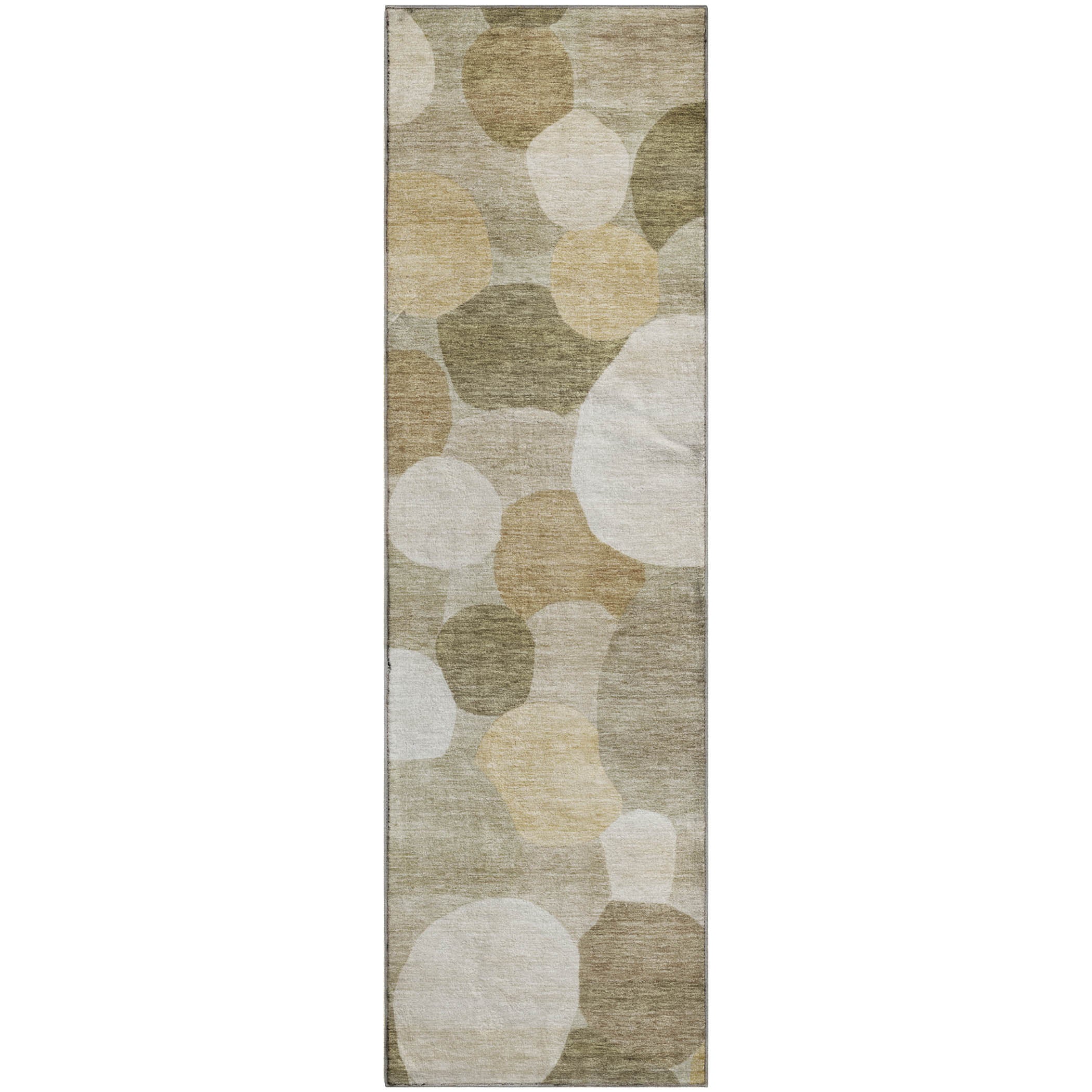 Baku Machine Washable Transitional Khaki Brown Rug 2'3" x 7'6" #shape_Runner