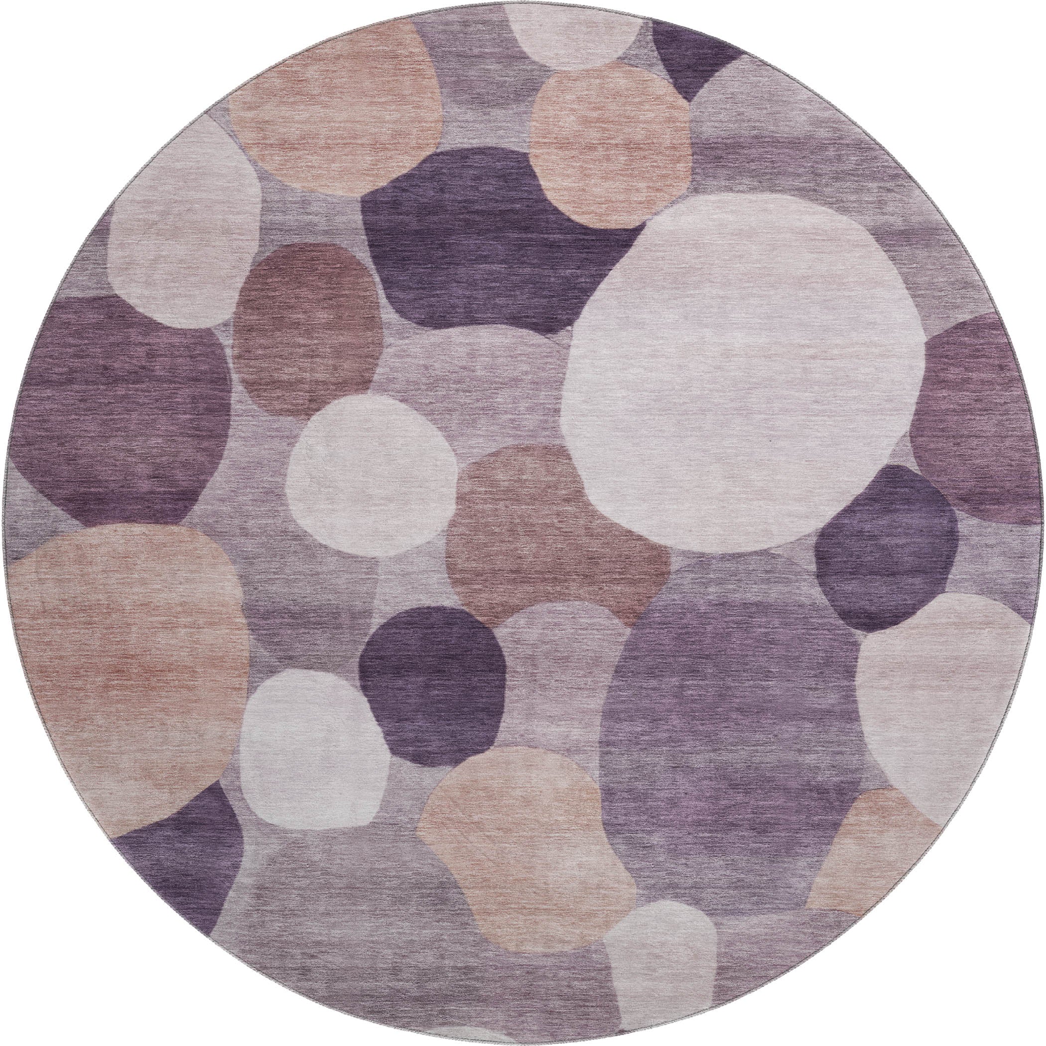 Baku Machine Washable Transitional Plum Purple Rug 8' x 8' #shape_Round