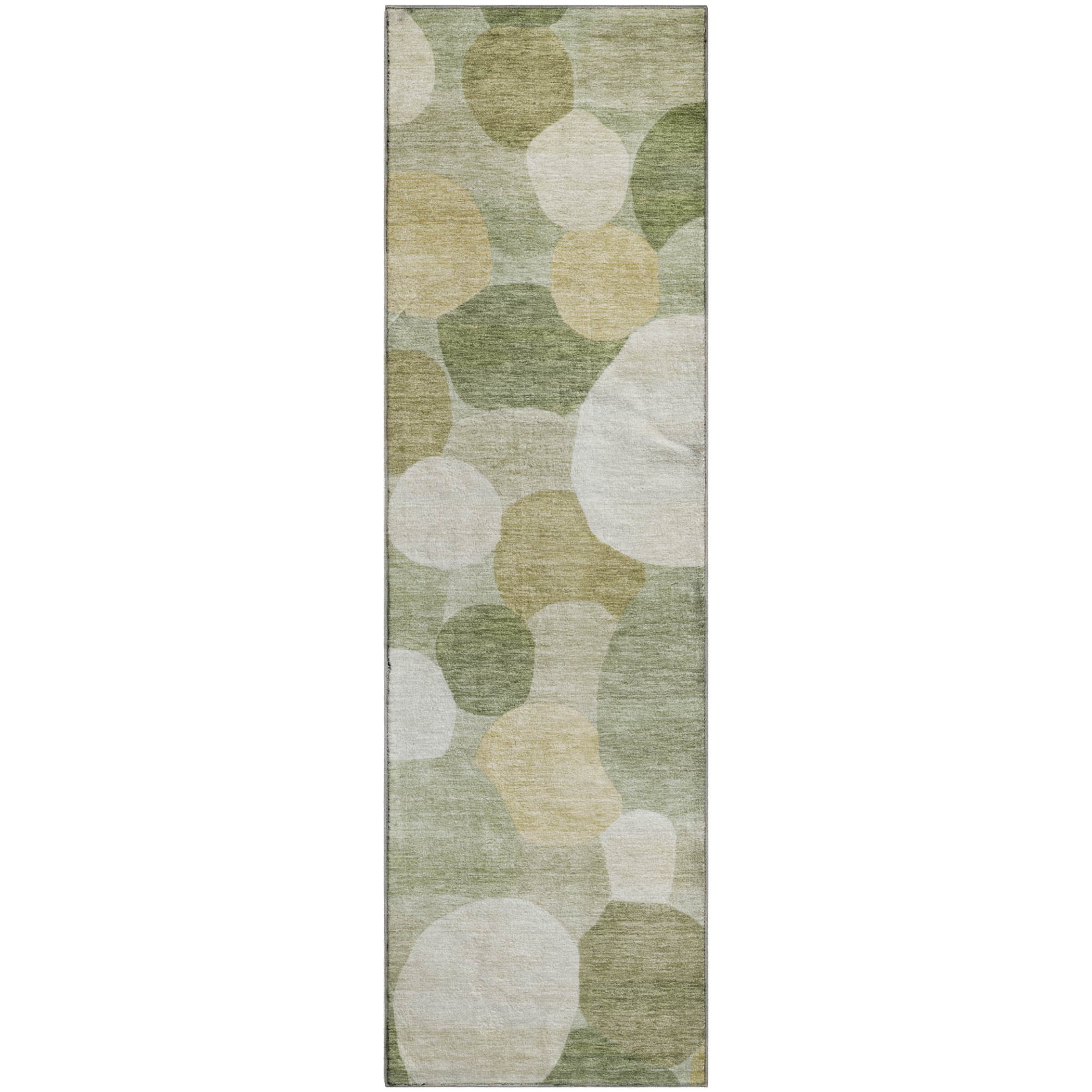 Baku Machine Washable Transitional Sage Green Rug 2'3" x 7'6" #shape_Runner