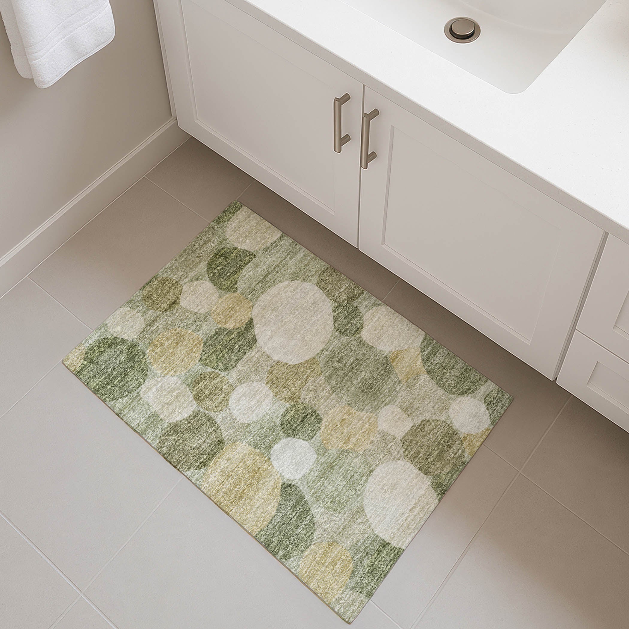 Baku Machine Washable Transitional Sage Green Rug 1'8" x 2'6" #shape_Rectangle