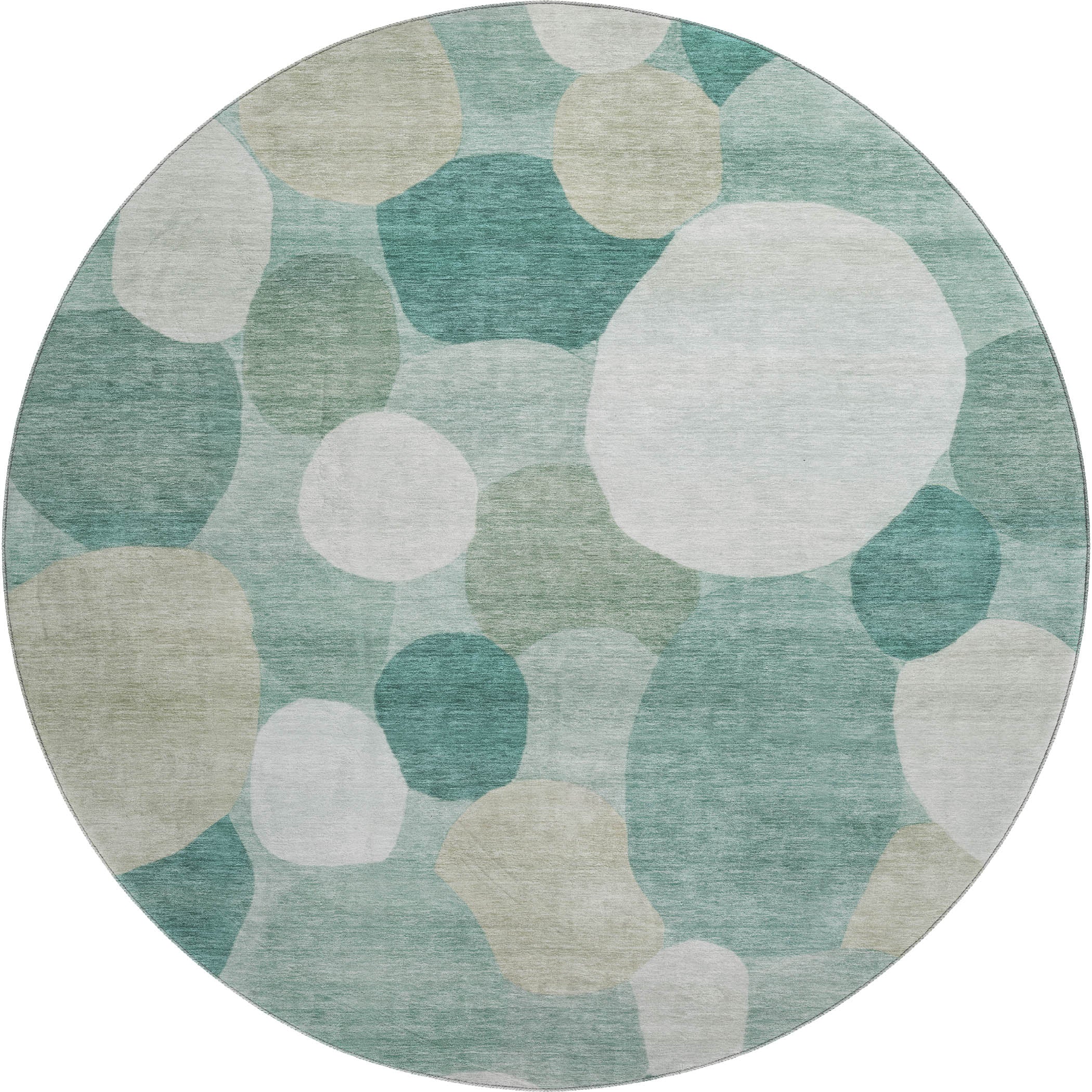 Baku Machine Washable Transitional Teal Rug 8' x 8' #shape_Round