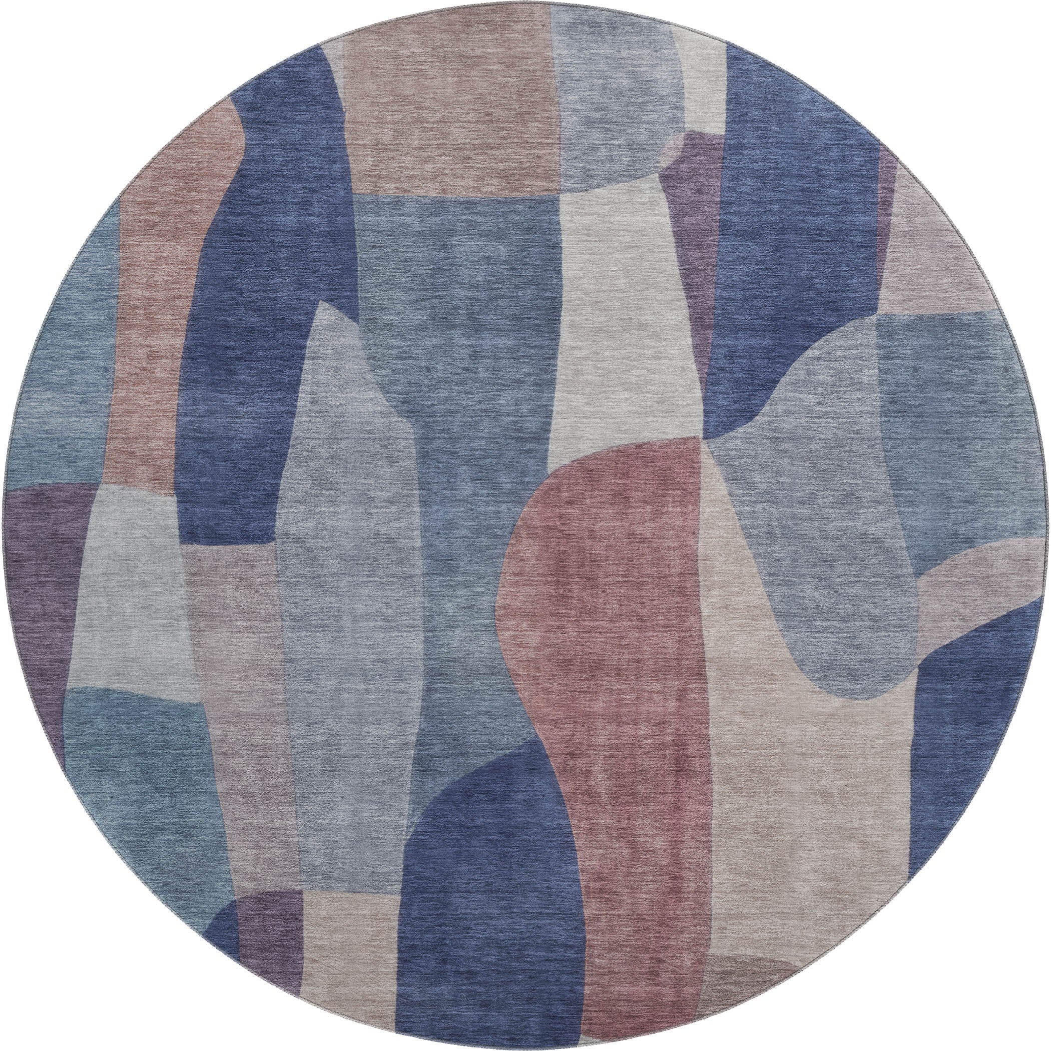 Cusco Machine Washable Transitional Blue Rug 8' x 8' #shape_Round
