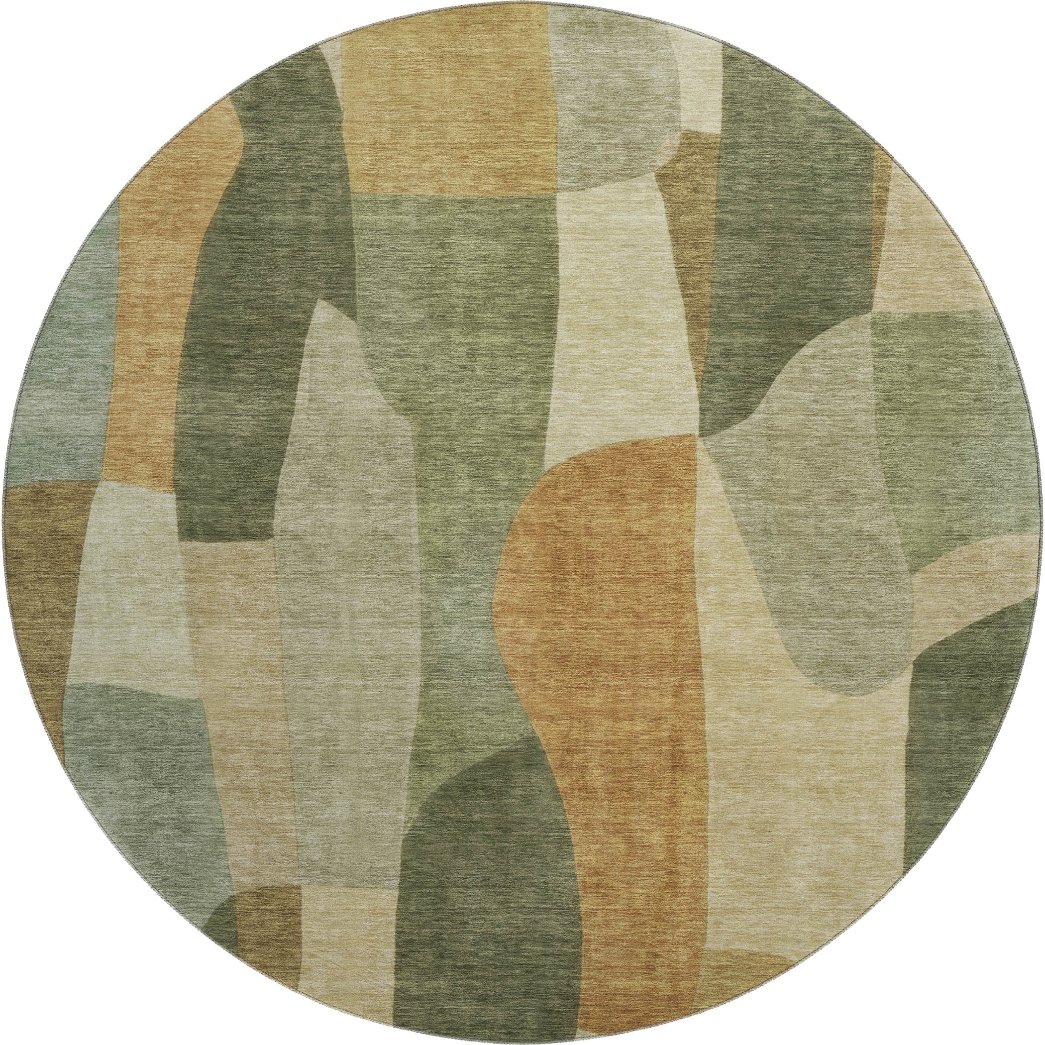 Cusco Machine Washable Transitional Fern Green Rug 8' x 8' #shape_Round
