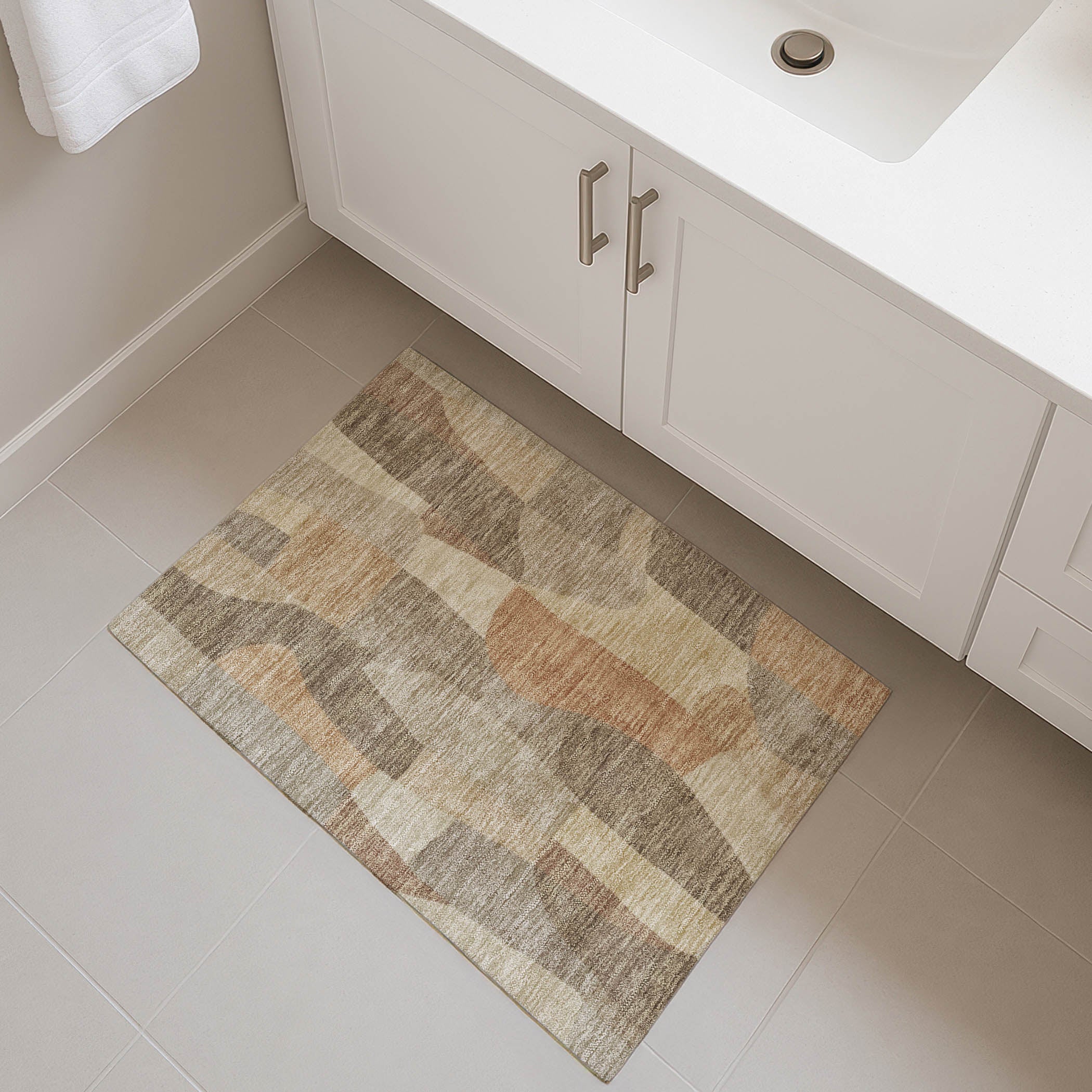 Cusco Machine Washable Transitional Khaki Brown Rug 1'8" x 2'6" #shape_Rectangle