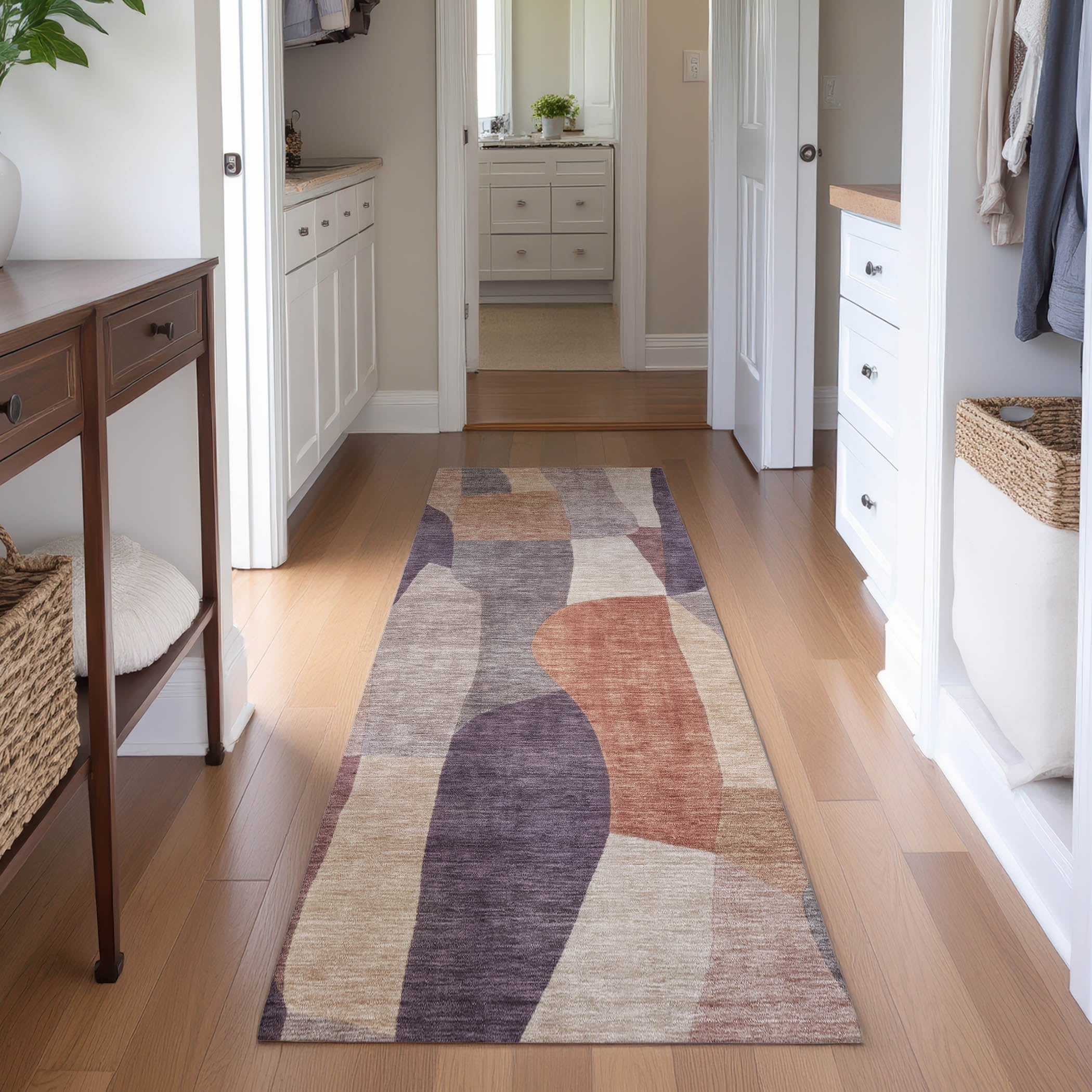 Cusco Machine Washable Transitional Plum Purple Rug 2'3" x 7'6" #shape_Runner