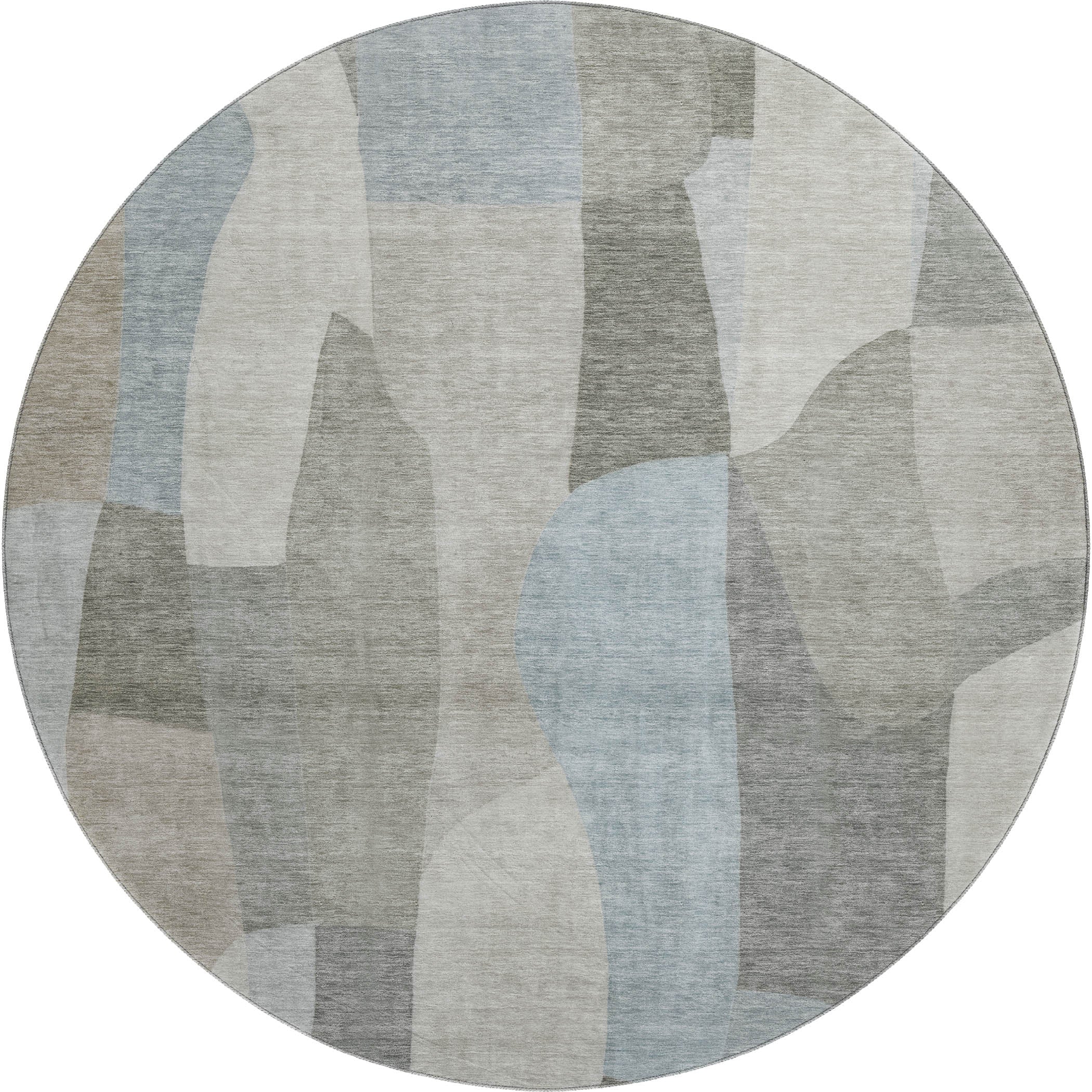 Cusco Machine Washable Transitional Taupe Brown Rug 8' x 8' #shape_Round