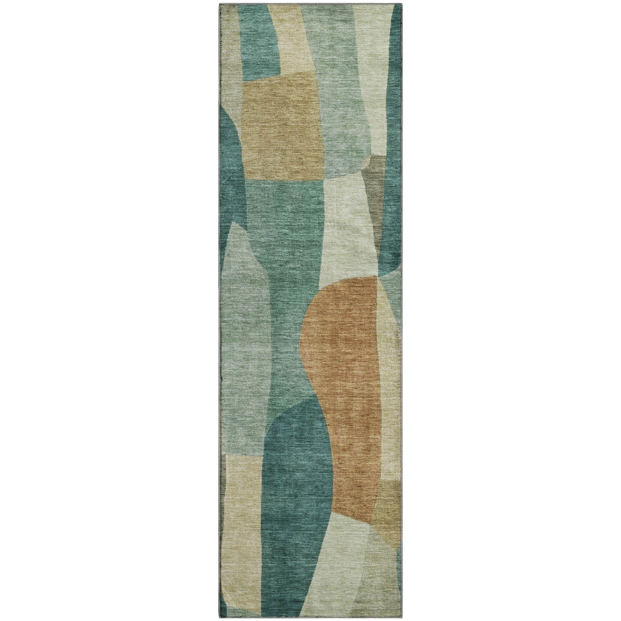 Cusco Machine Washable Transitional Teal Rug 2'3" x 7'6" #shape_Runner