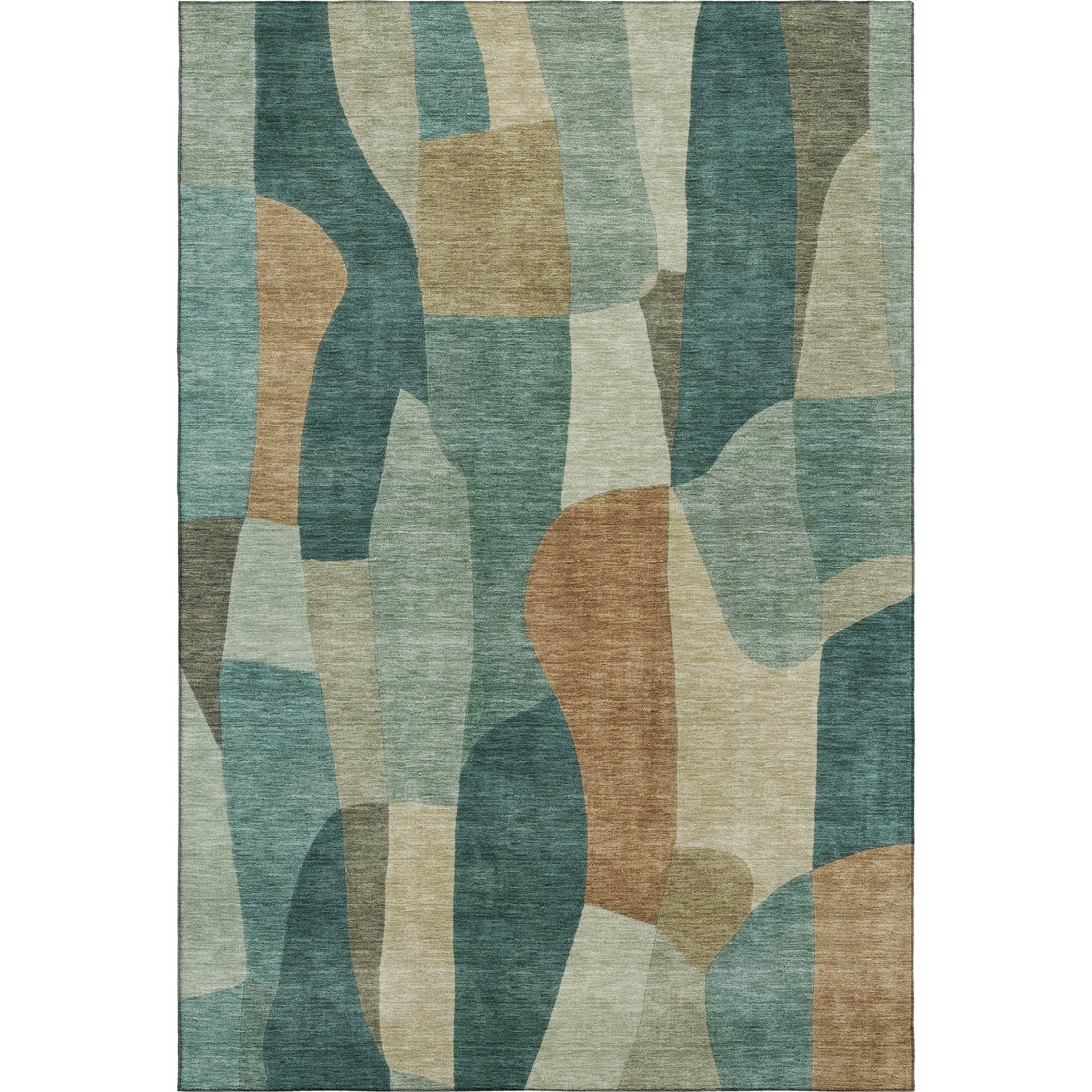 Cusco Machine Washable Transitional Teal Rug 3' x 5' #shape_Rectangle