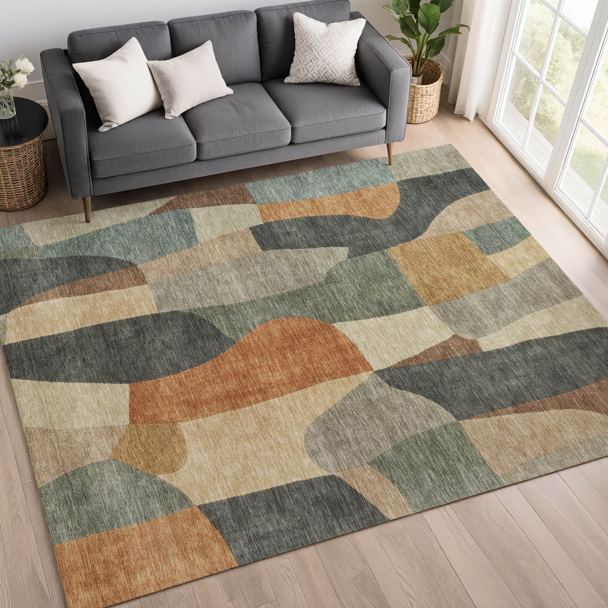 Cusco Machine Washable Transitional Terracotta Orange Rug 3' x 5' #shape_Rectangle
