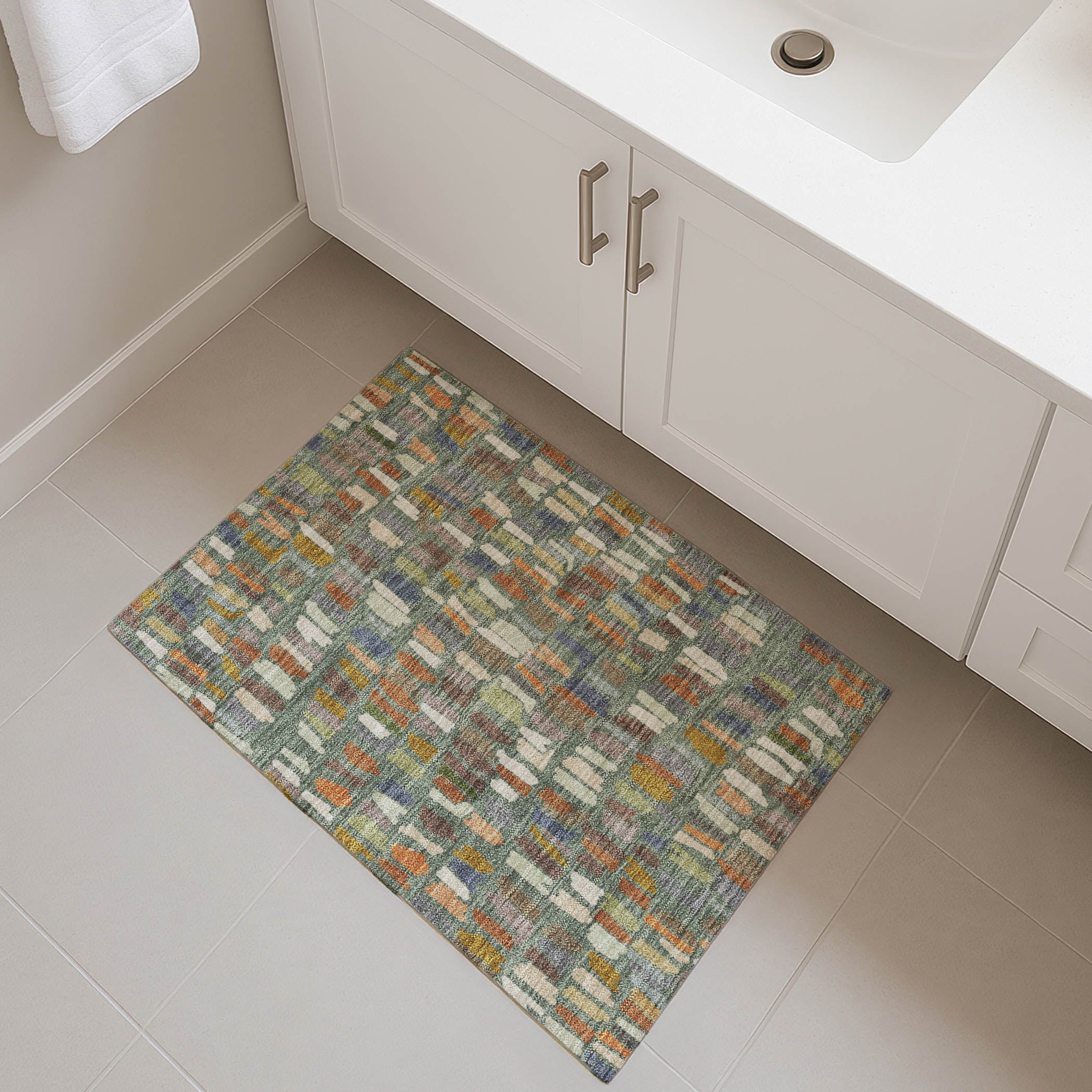 Oaxaca Machine Washable Transitional Basil Green Rug 1'8" x 2'6" #shape_Rectangle