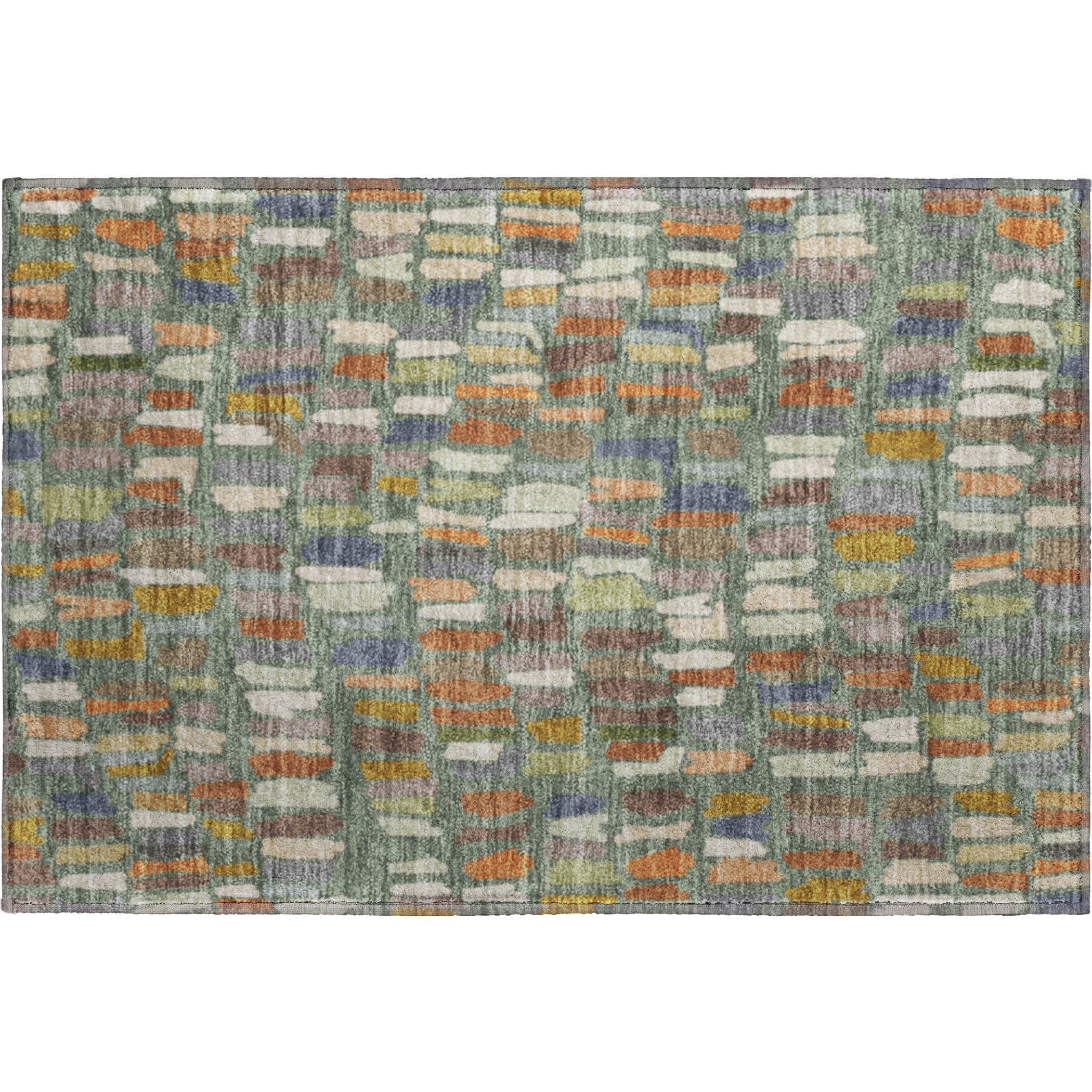 Oaxaca Machine Washable Transitional Basil Green Rug 1'8" x 2'6" #shape_Rectangle