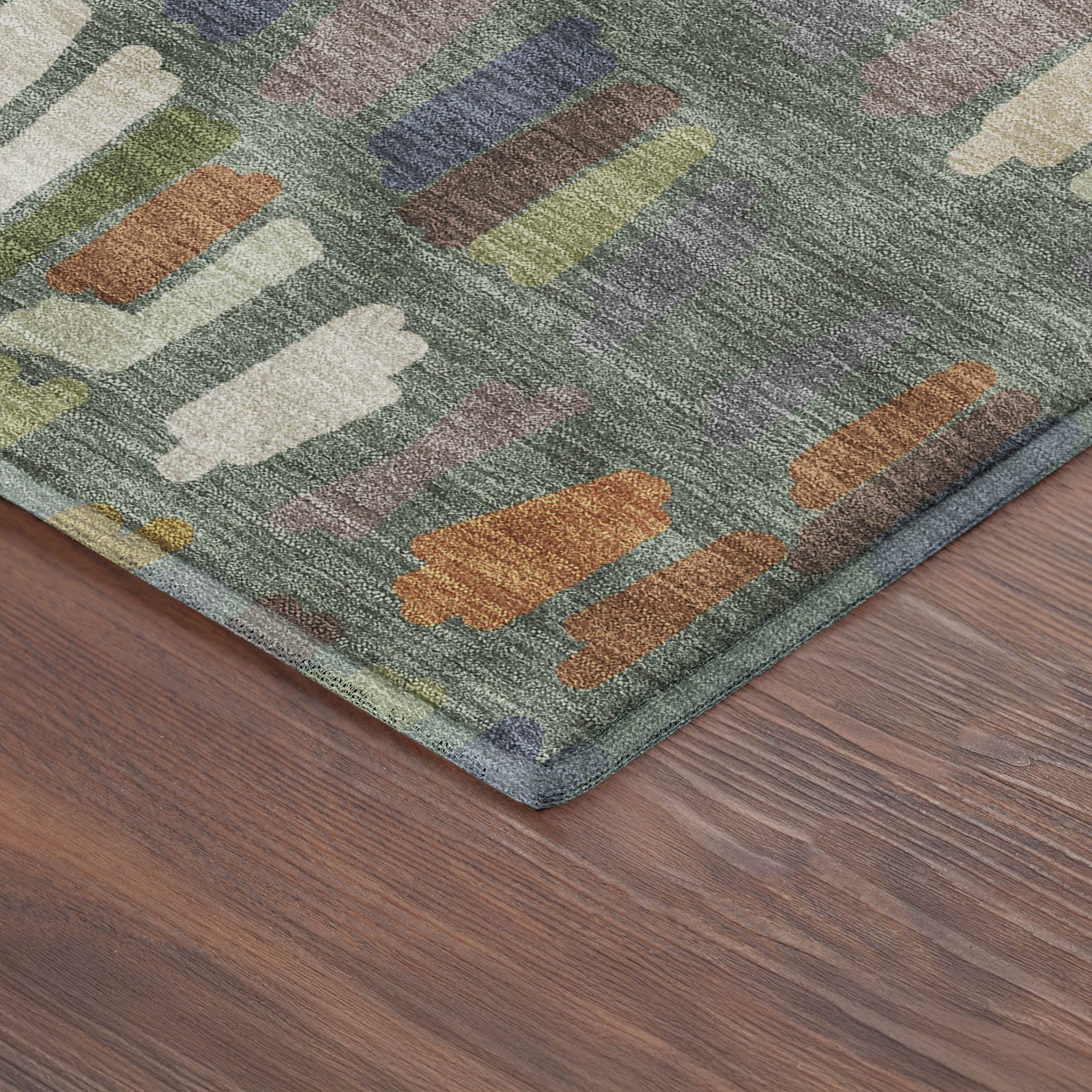 Oaxaca Machine Washable Transitional Basil Green Rug 1'8" x 2'6" #shape_Rectangle