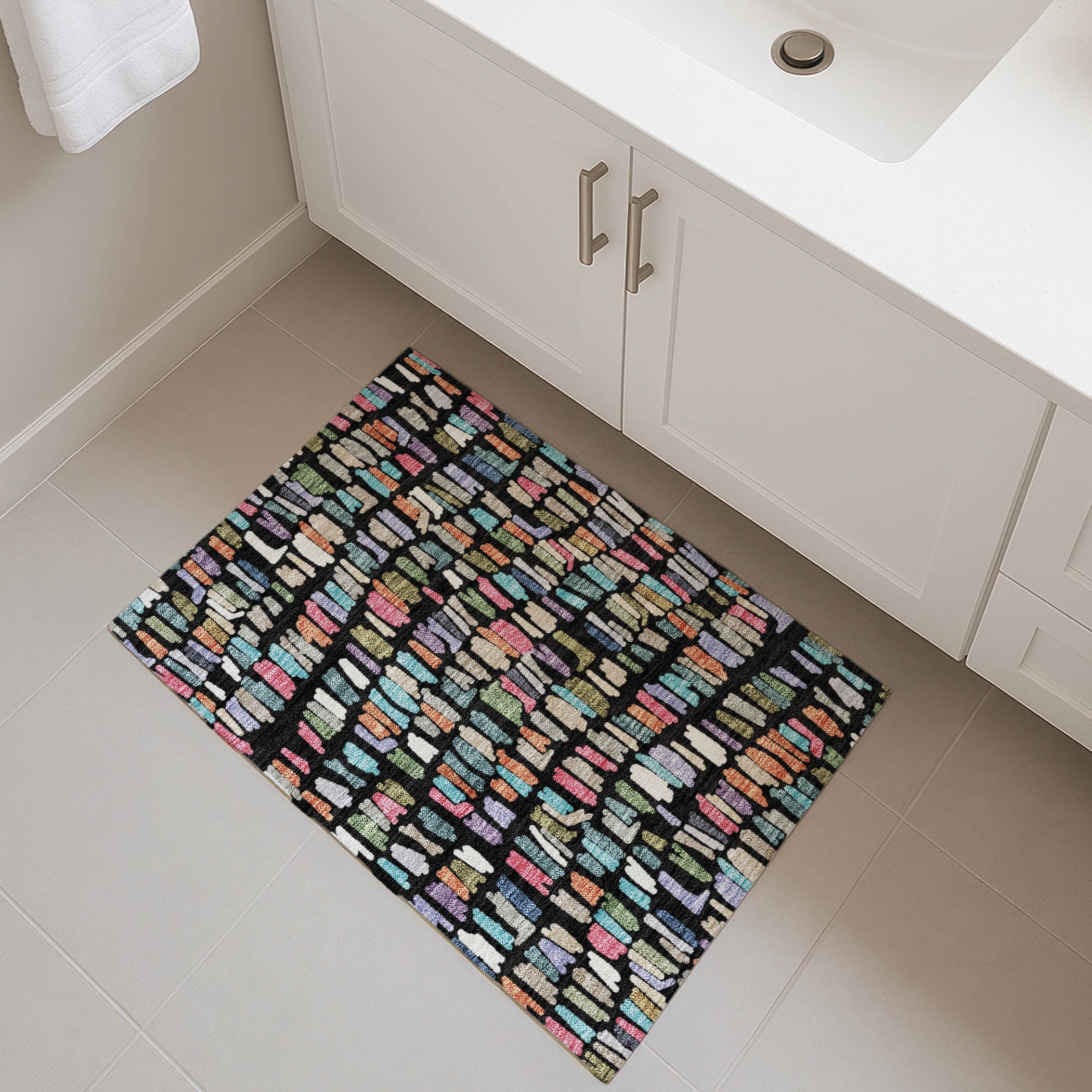 Oaxaca Machine Washable Transitional Black Rug 1'8" x 2'6" #shape_Rectangle