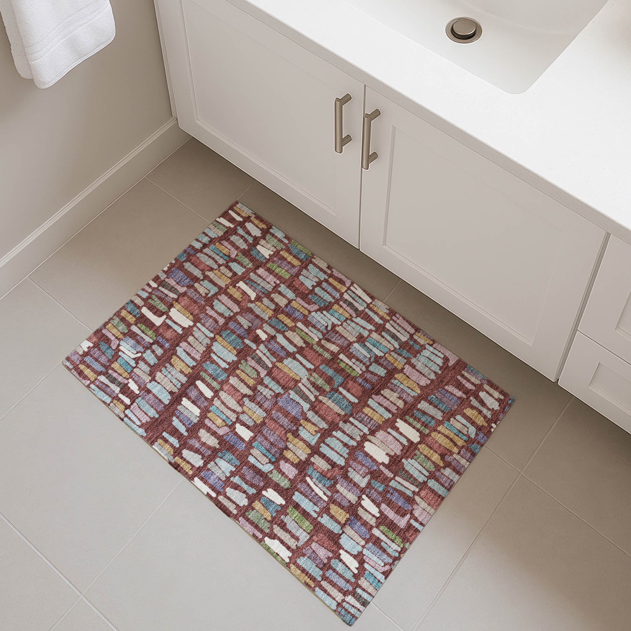 Oaxaca Machine Washable Transitional Burgundy Red Rug 1'8" x 2'6" #shape_Rectangle