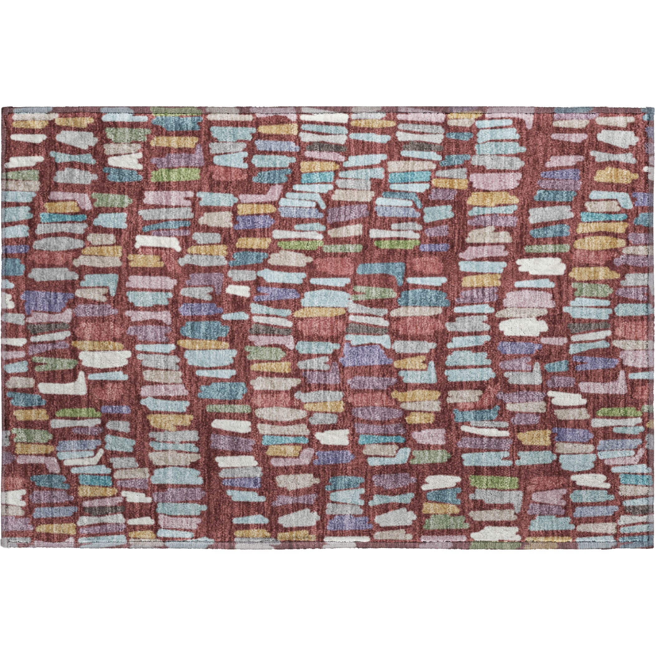 Oaxaca Machine Washable Transitional Burgundy Red Rug 1'8" x 2'6" #shape_Rectangle