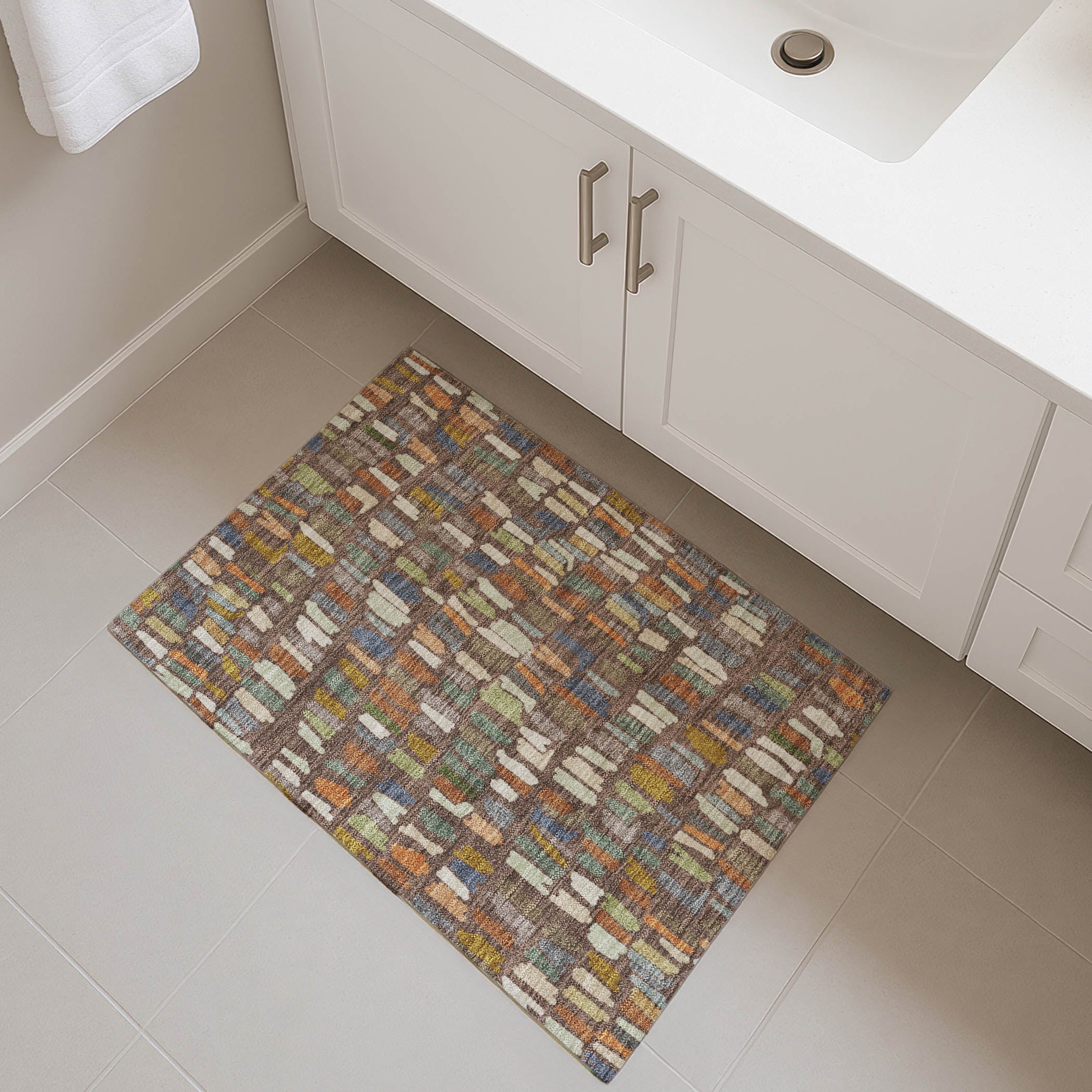 Oaxaca Machine Washable Transitional Chocolate Brown Rug 1'8" x 2'6" #shape_Rectangle