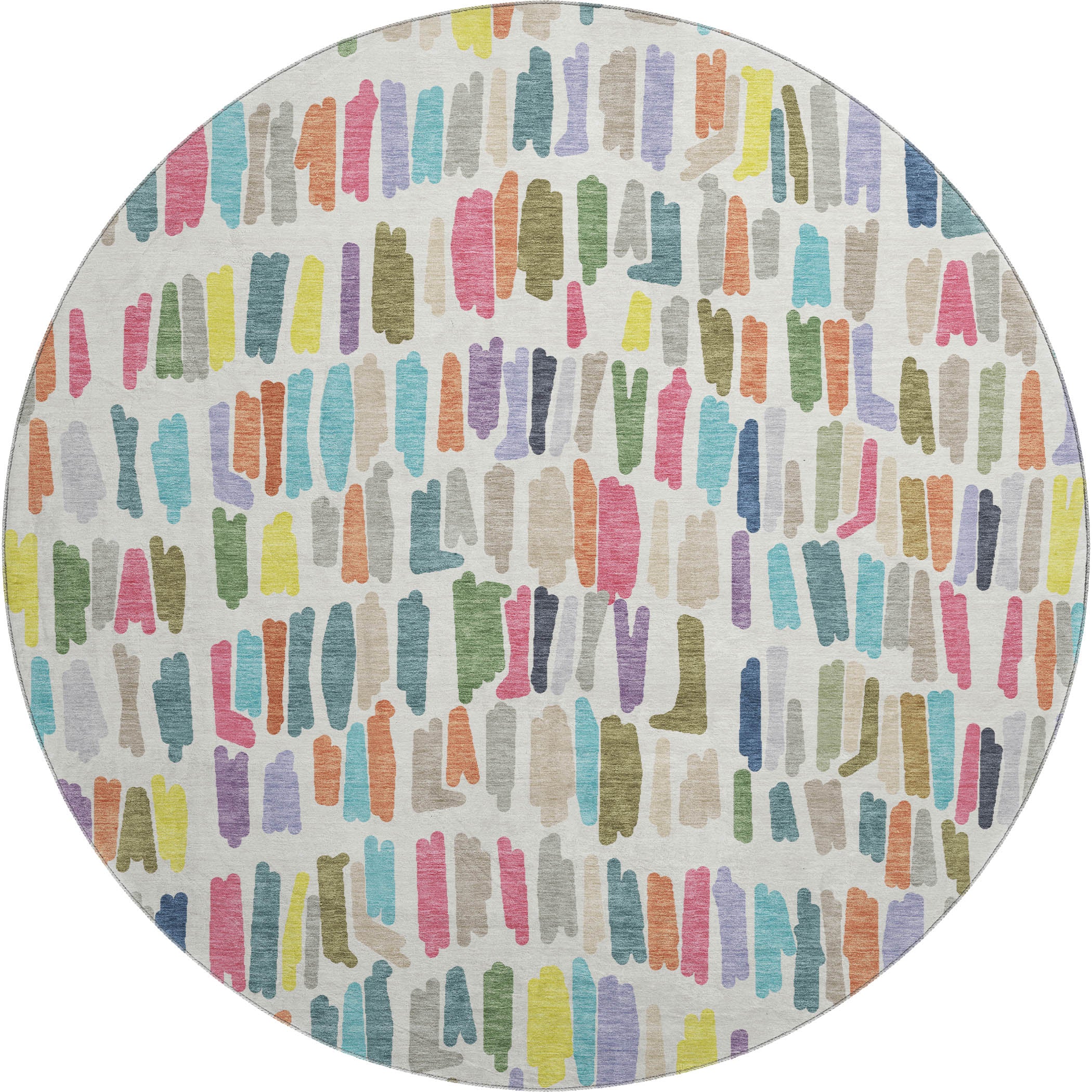 Oaxaca Machine Washable Transitional Ivory Rug 8' x 8' #shape_Round