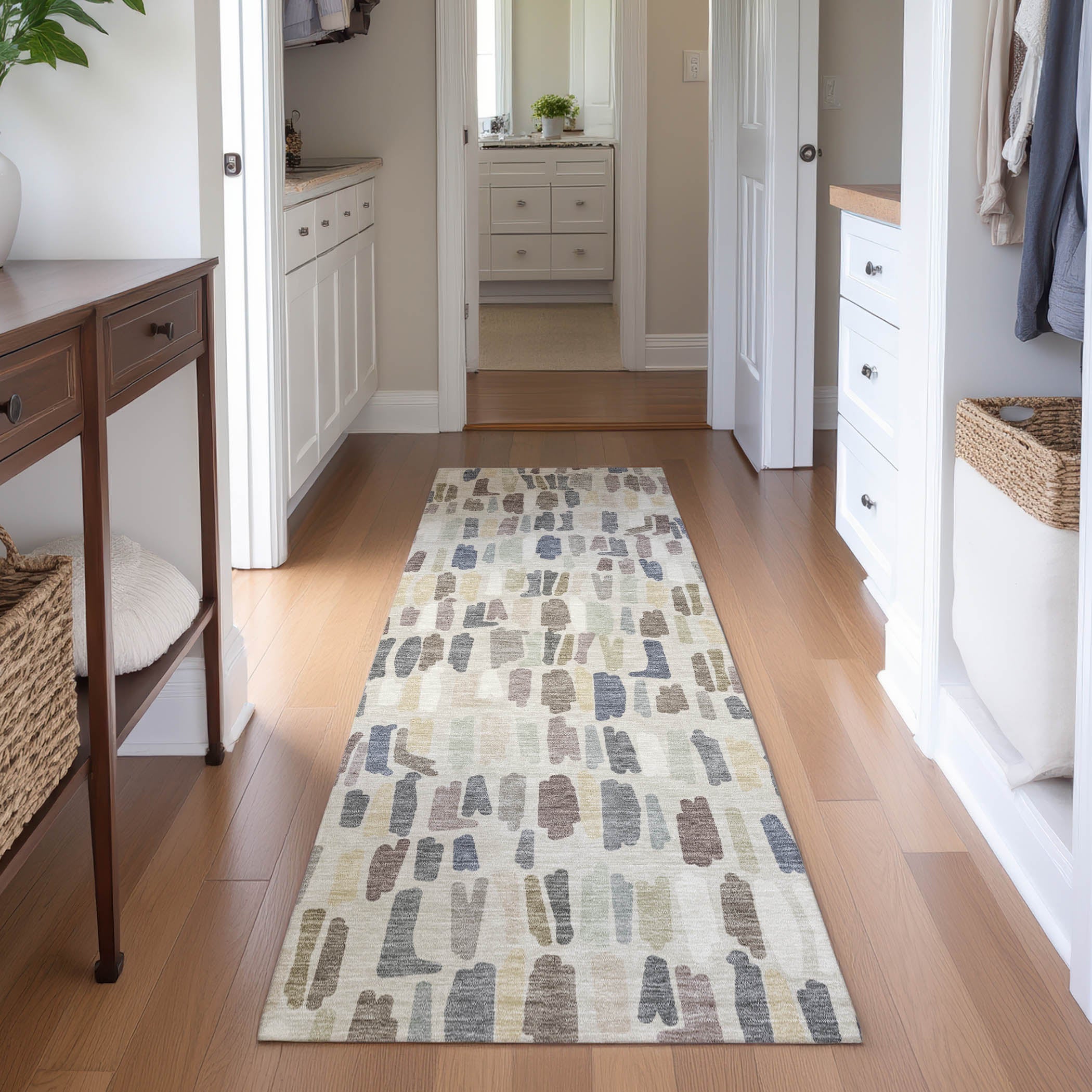 Oaxaca Machine Washable Transitional Linen Ivory Rug 2'3" x 7'6" #shape_Runner