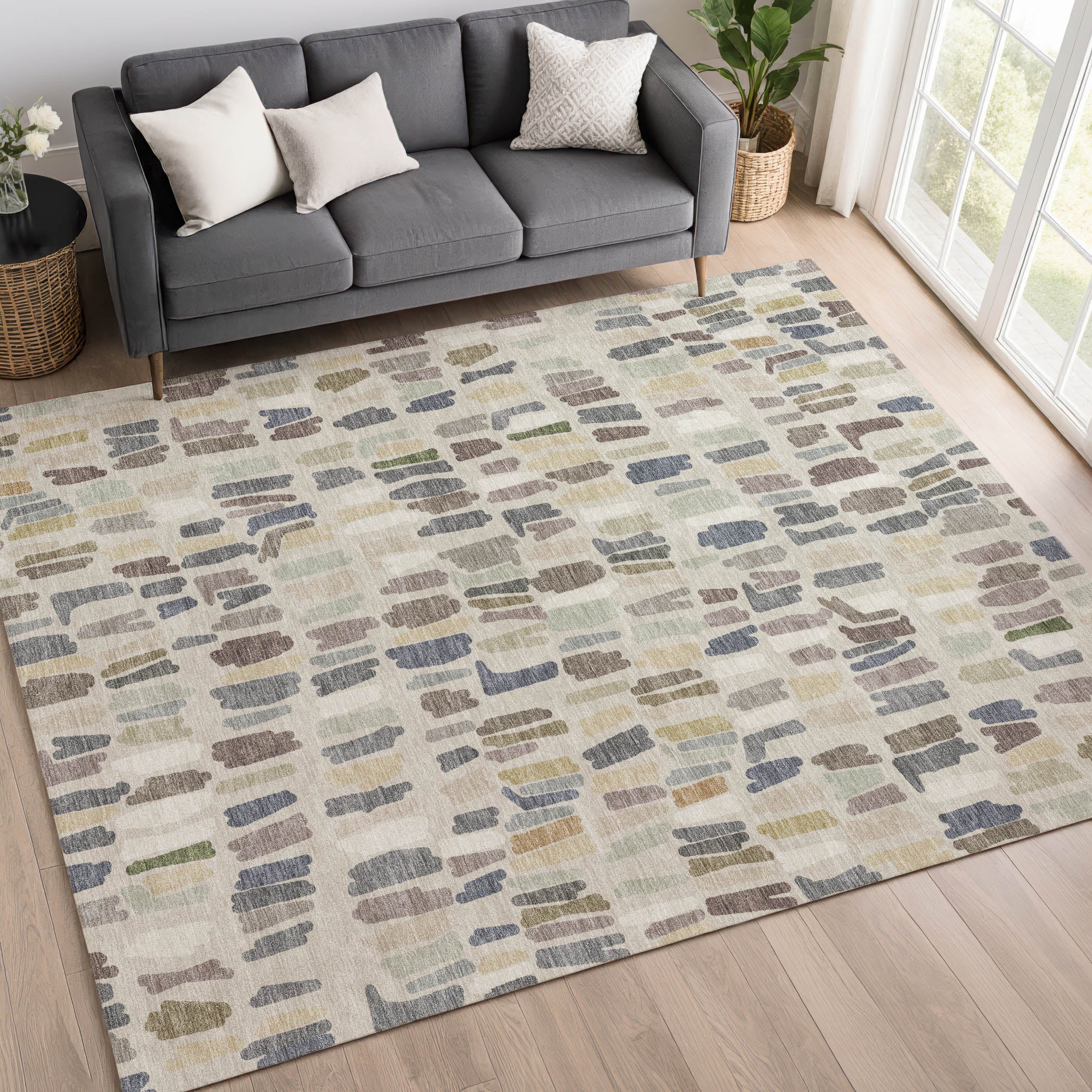 Oaxaca Machine Washable Transitional Linen Ivory Rug 3' x 5' #shape_Rectangle
