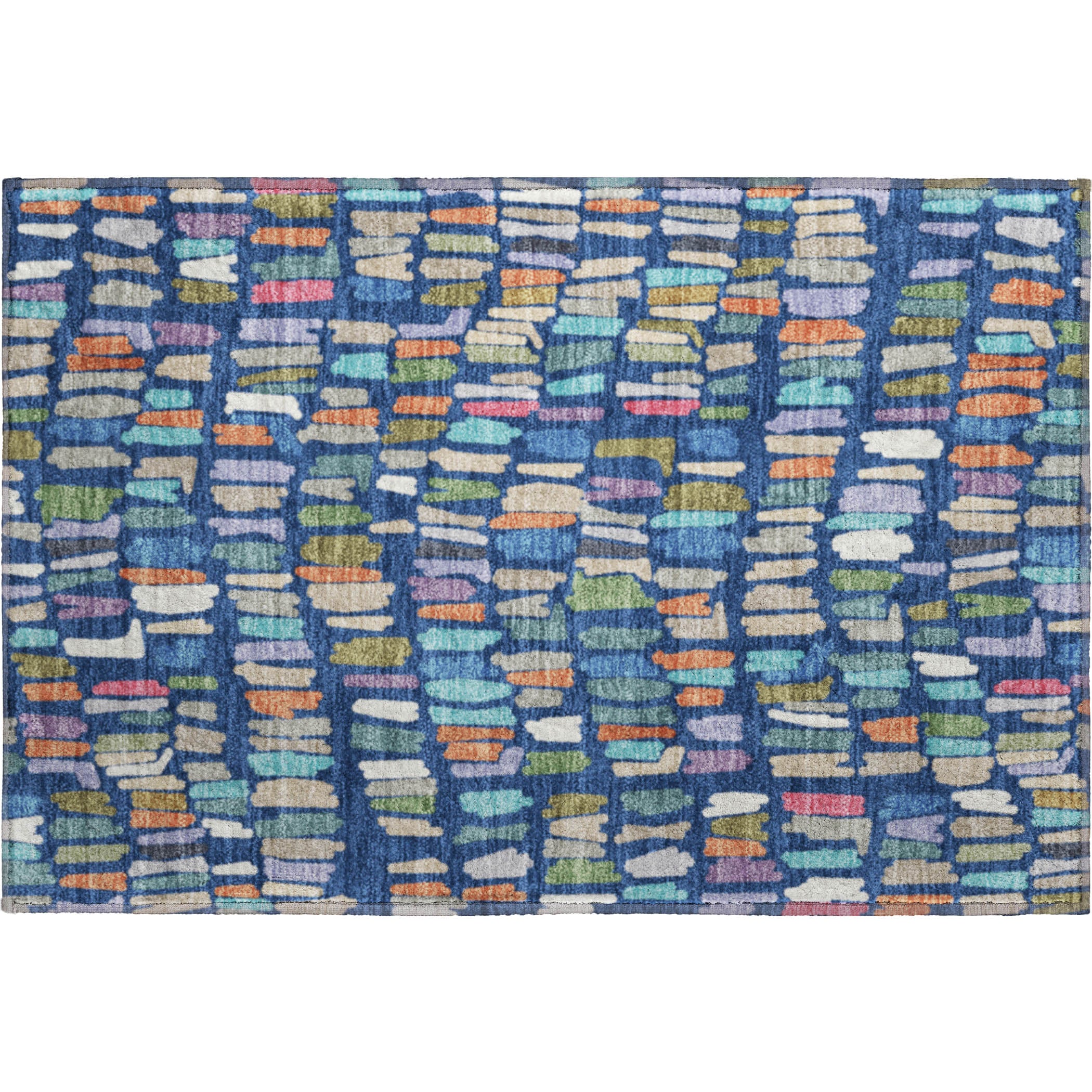 Oaxaca Machine Washable Transitional Navy Blue Rug 1'8" x 2'6" #shape_Rectangle