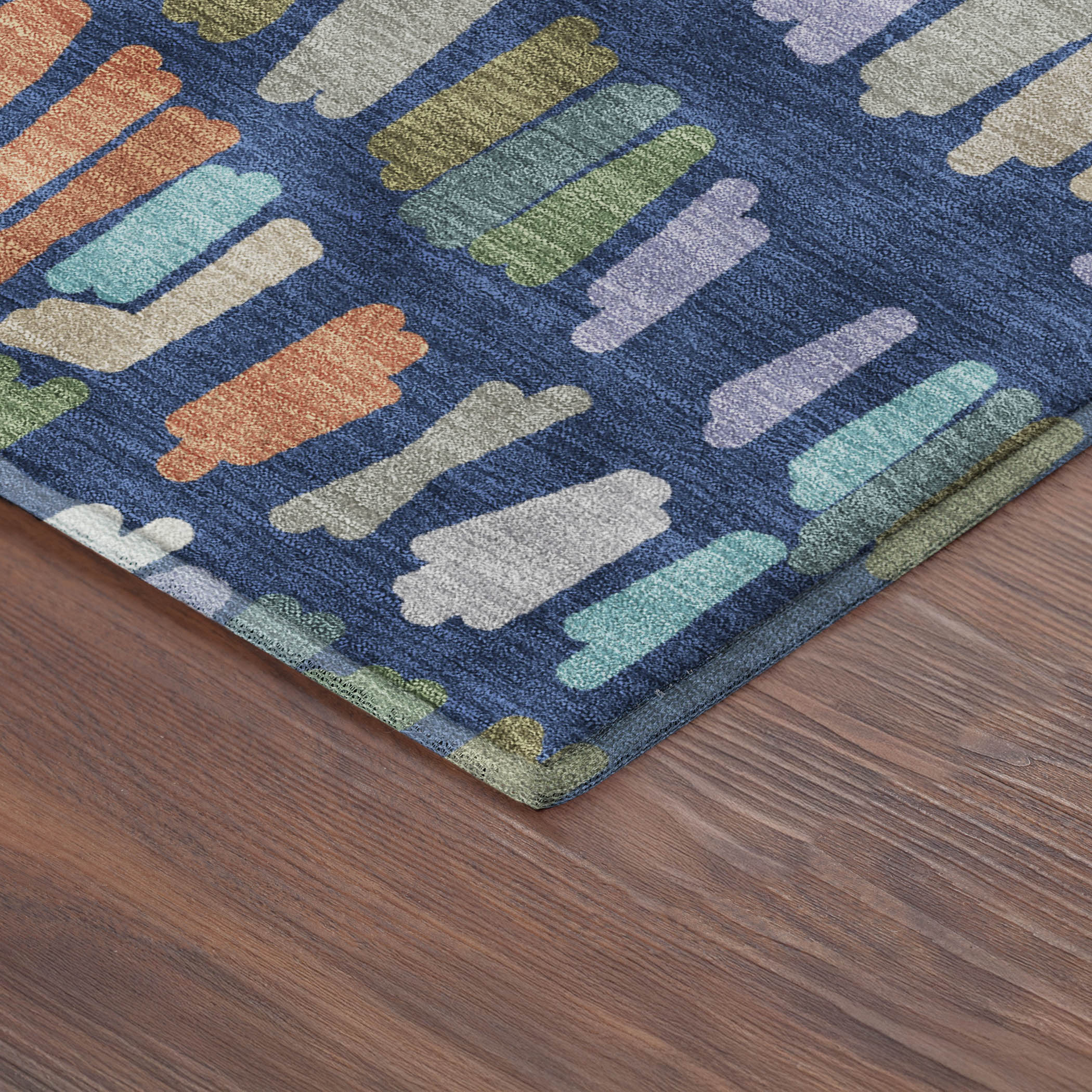 Oaxaca Machine Washable Transitional Navy Blue Rug 1'8" x 2'6" #shape_Rectangle