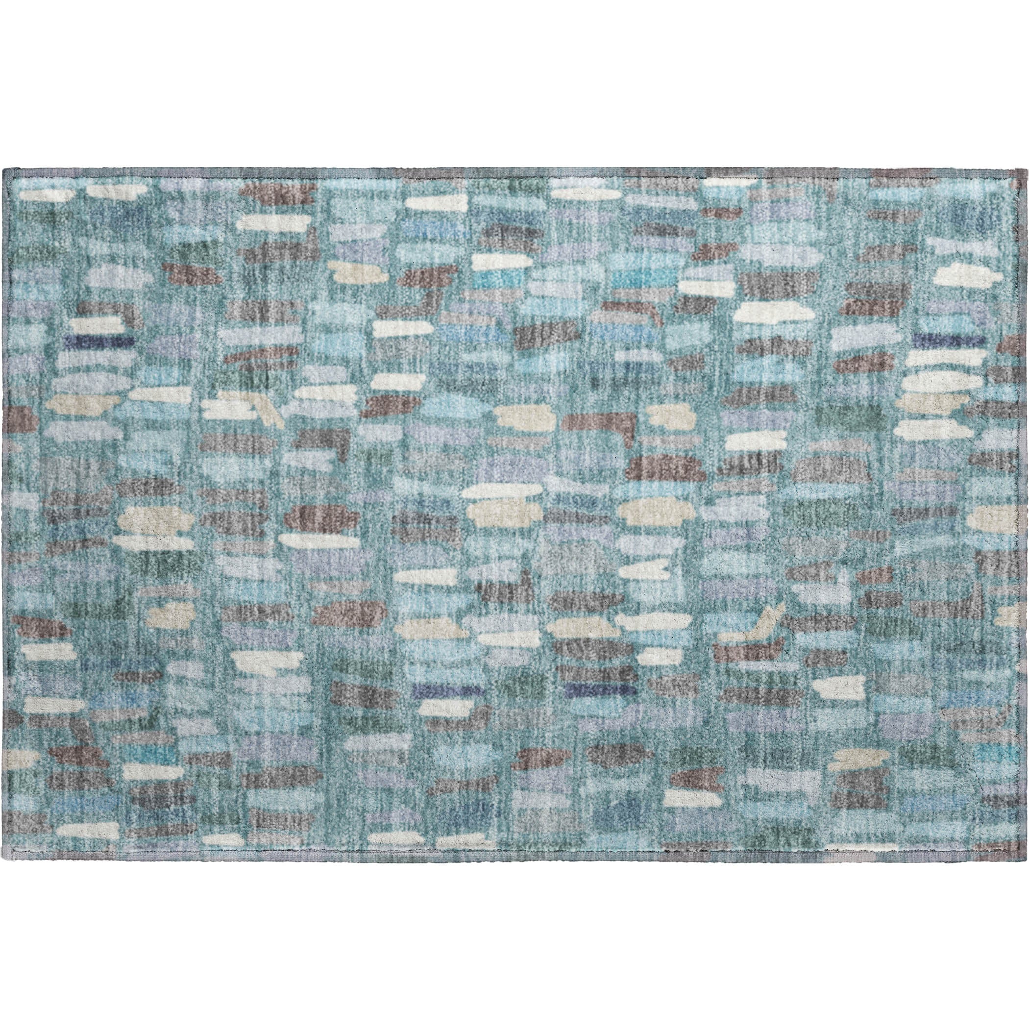 Oaxaca Machine Washable Transitional Teal Rug 1'8" x 2'6" #shape_Rectangle