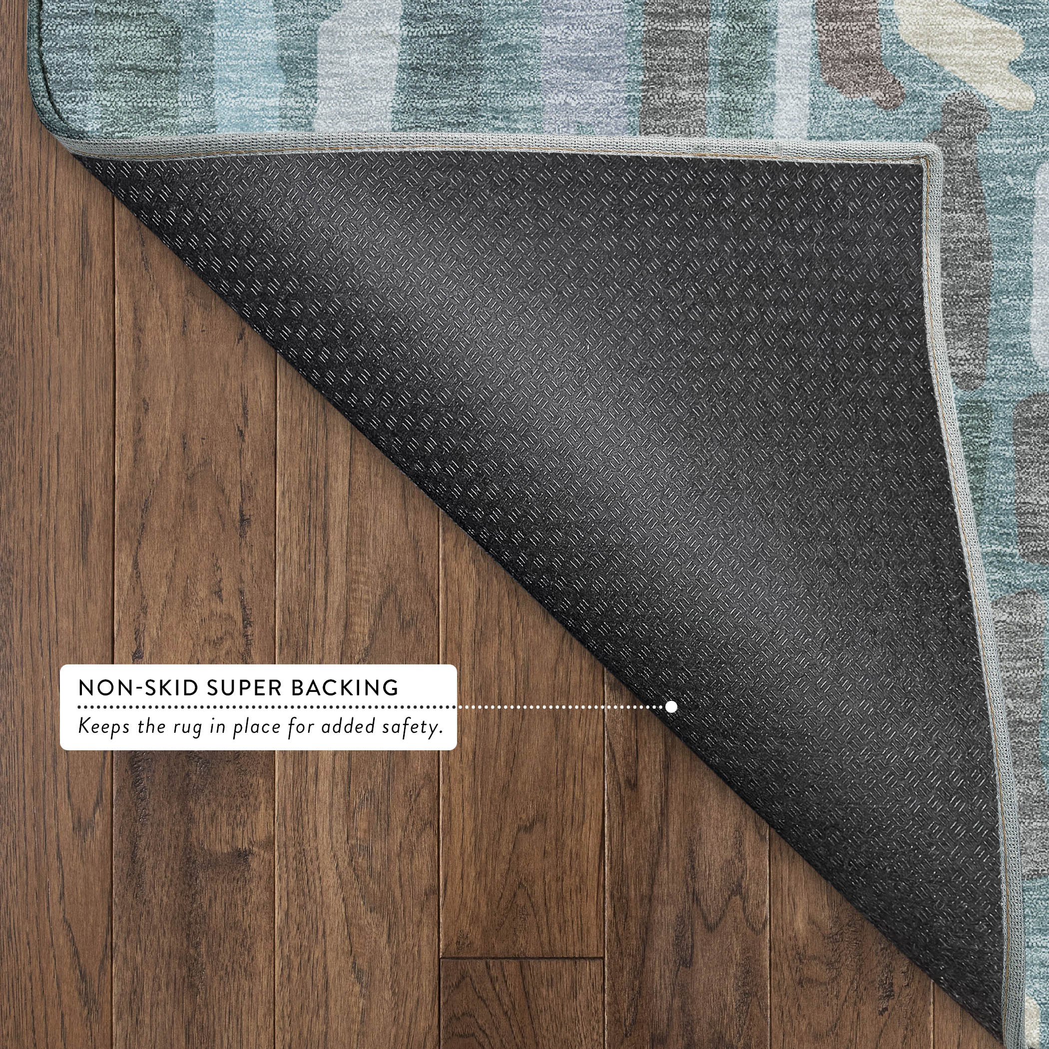 Oaxaca Machine Washable Transitional Teal Rug 1'8" x 2'6" #shape_Rectangle